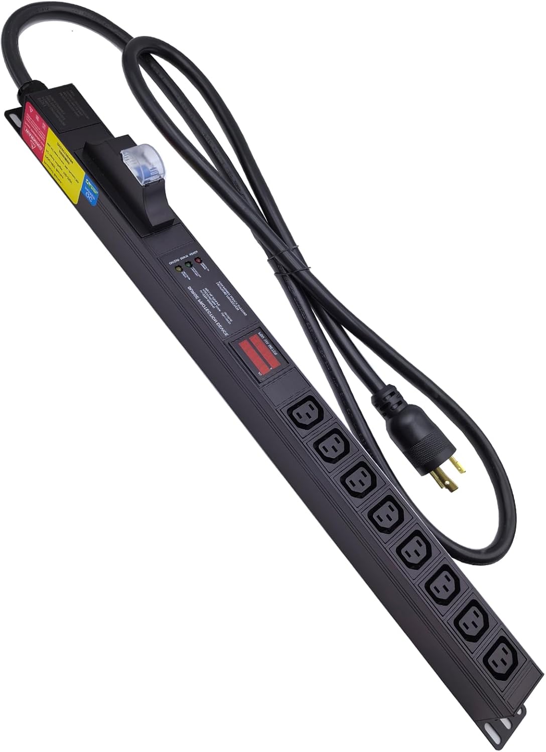 30 amp Metered PDU Install Protected by an air Switch, 8 Outlets (C13) Aluminum Alloy Shell, 120-240V, L6-30P Adapter, 7.2kW, 6 ft. Cord,Anti Electric Shock Module and Voltage Current Display Meter.