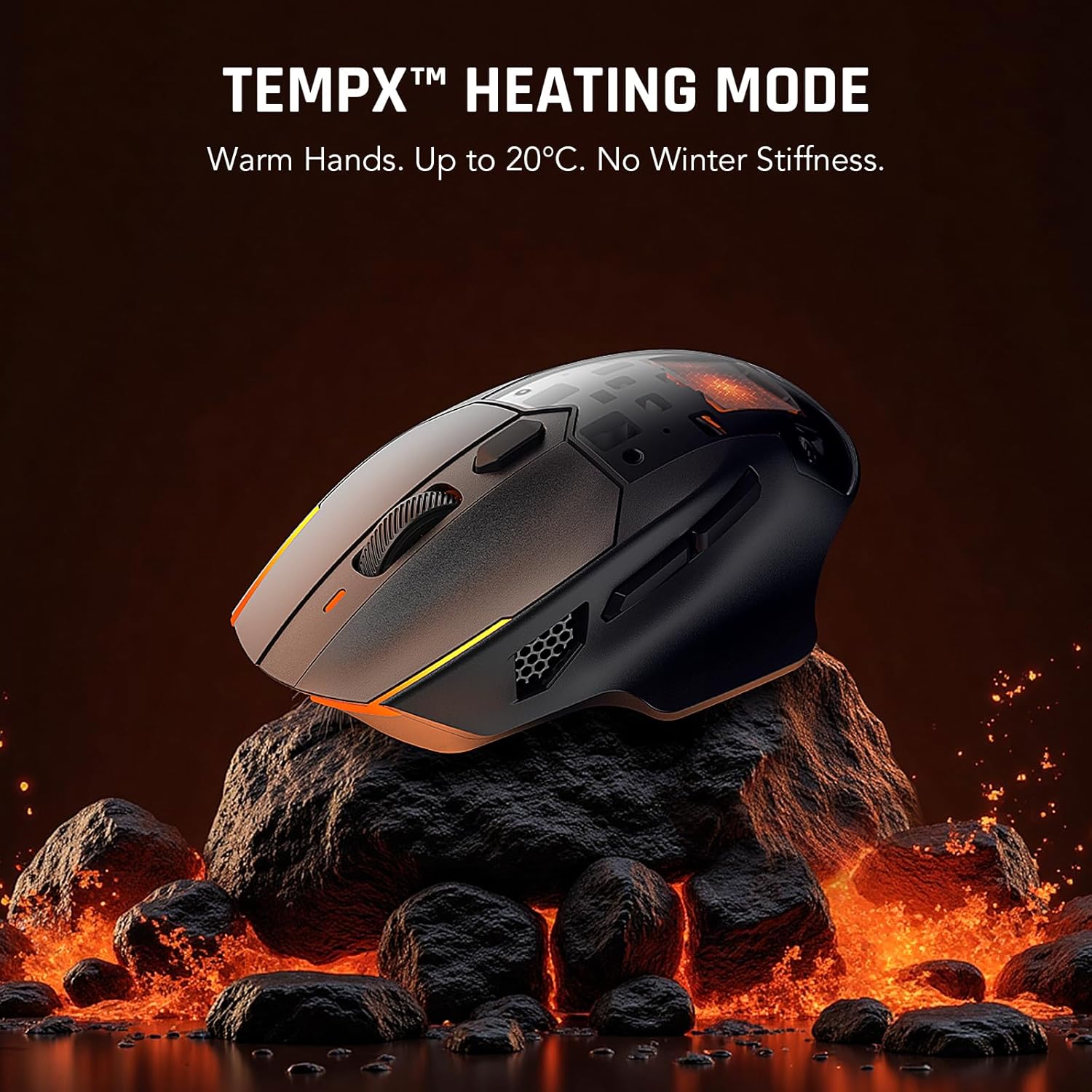 Black Shark Funcooler Wireless Gaming Mouse, Active Cooling & Heating, Dual 8KHz Polling Rate, 30K DPI Optical Sensor, Tri-Mode Wireless, Charging Dock, Ergonomic Right-Hand for PC/Mac