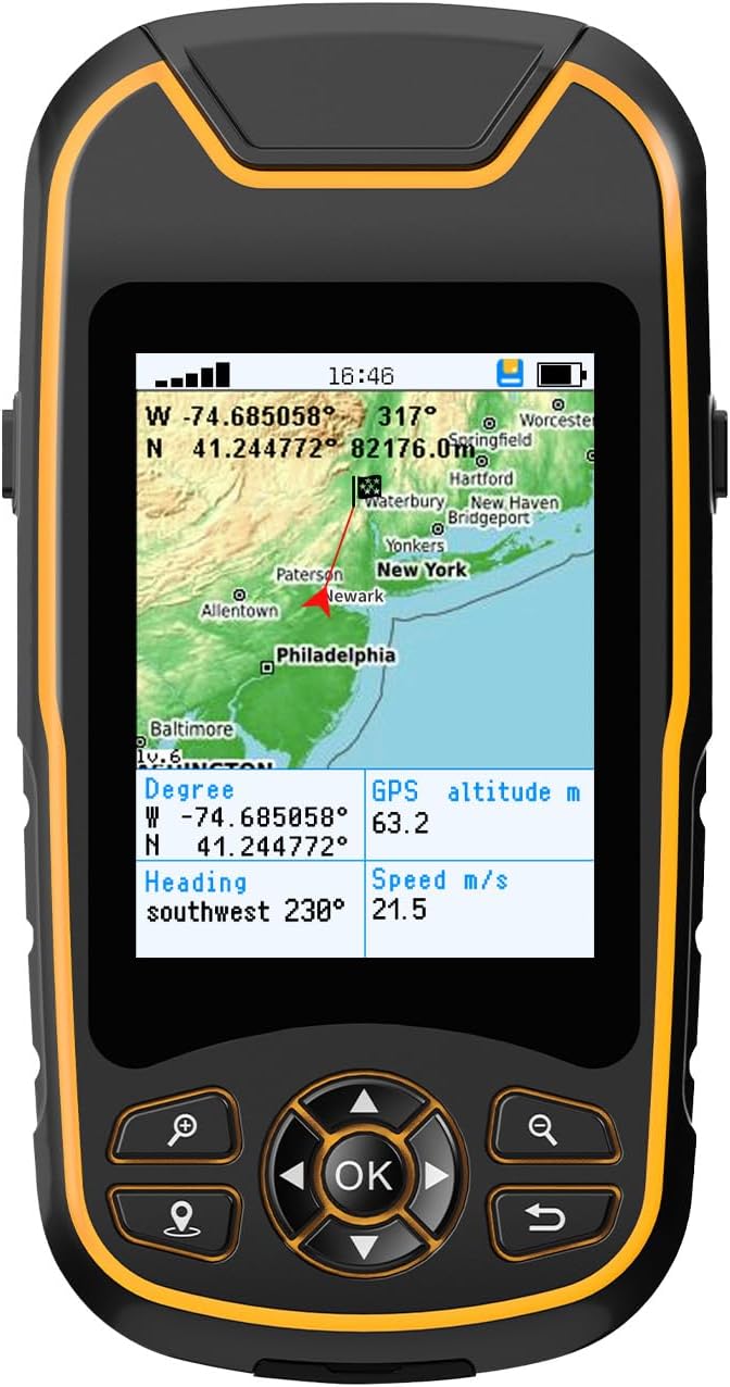 Handheld GPS for Hiking, Rugged and Waterproof Handheld GPS Navigator, 3.2
