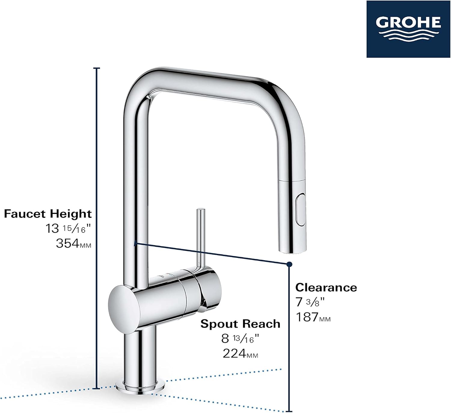 GROHE 32319DC3 Minta Pull-Down U Kitchen Faucet Supersteel (Stainless Steel)