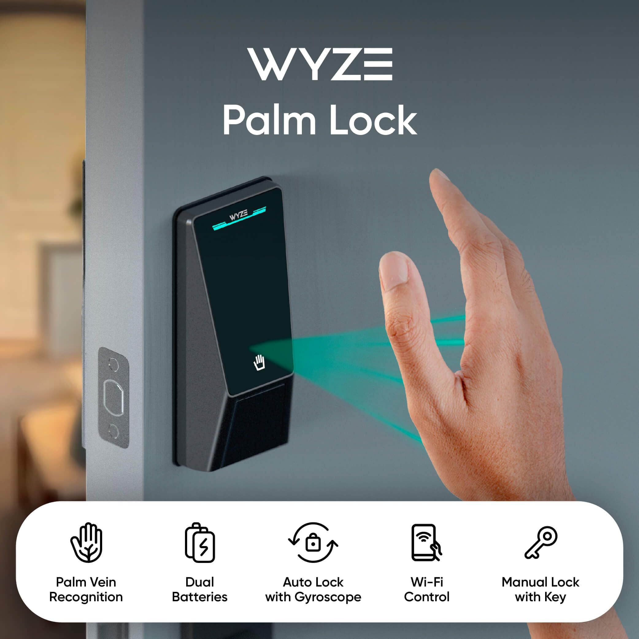 WYZE Palm Lock Smart Door Lock - Keyless Entry, Wi-Fi, Alexa