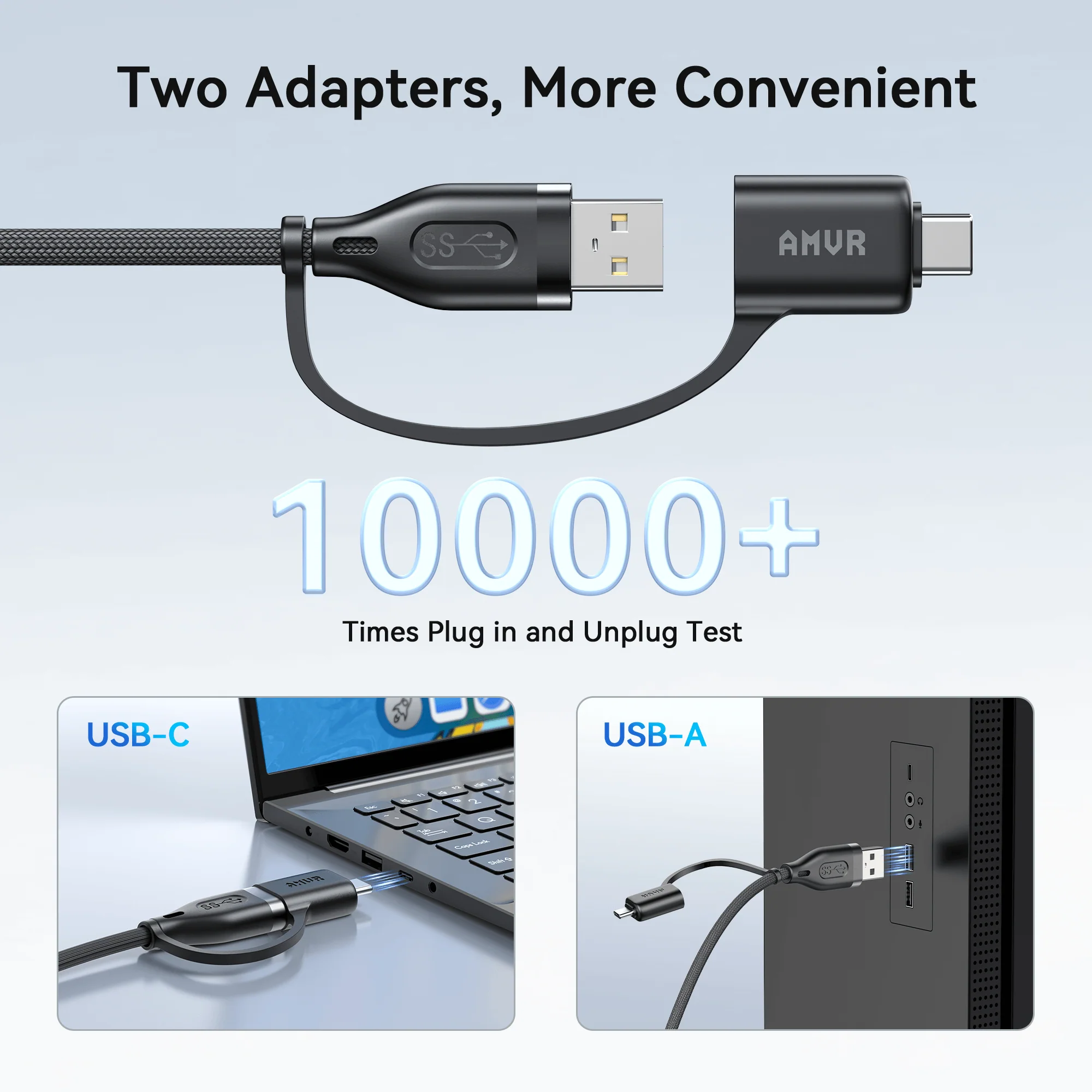 Braided Link Cable with Charging Support & Adapter