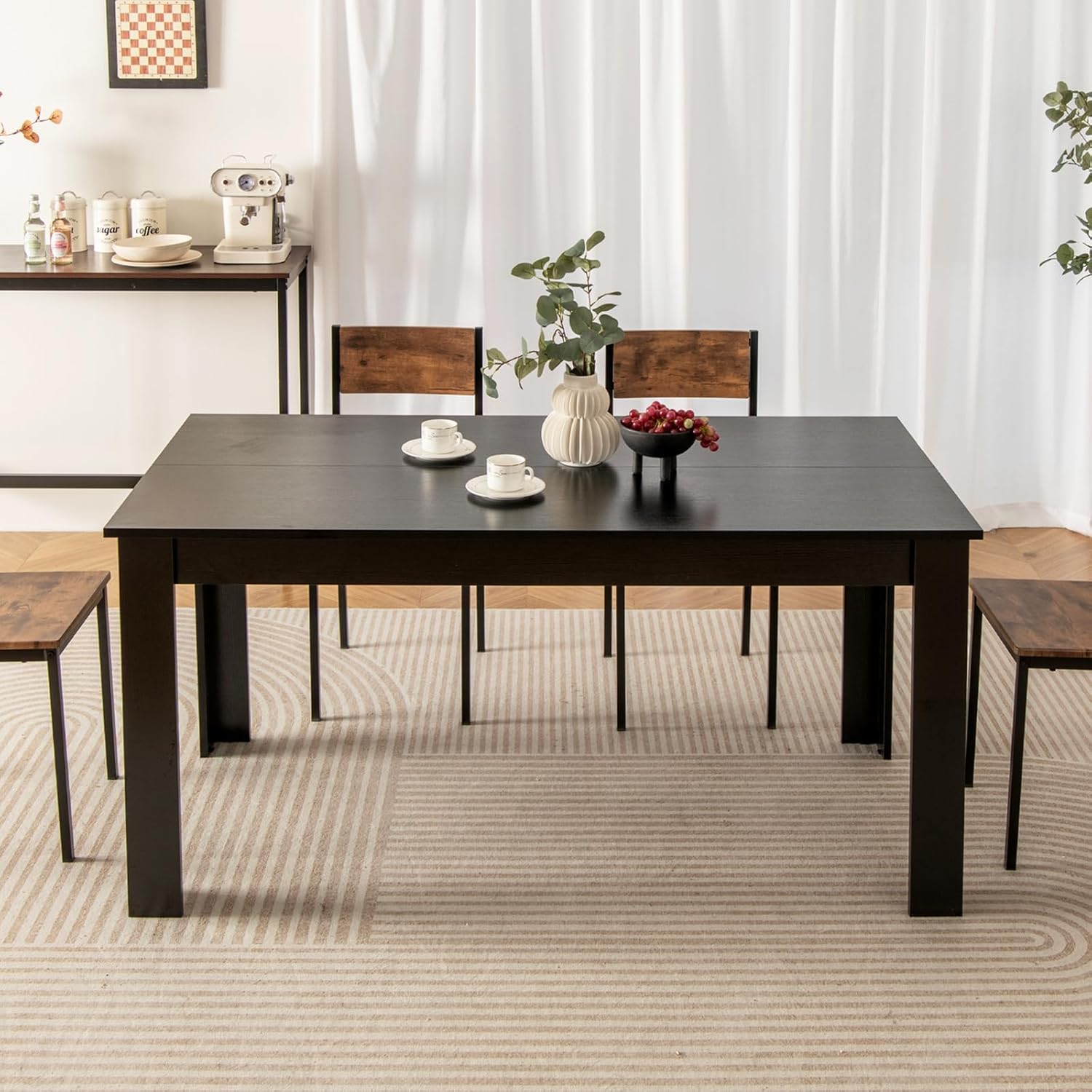 Giantex Dining Table for 6, Rectangular Kitchen Table with 330Lbs Capacity, Stable Structure, 63