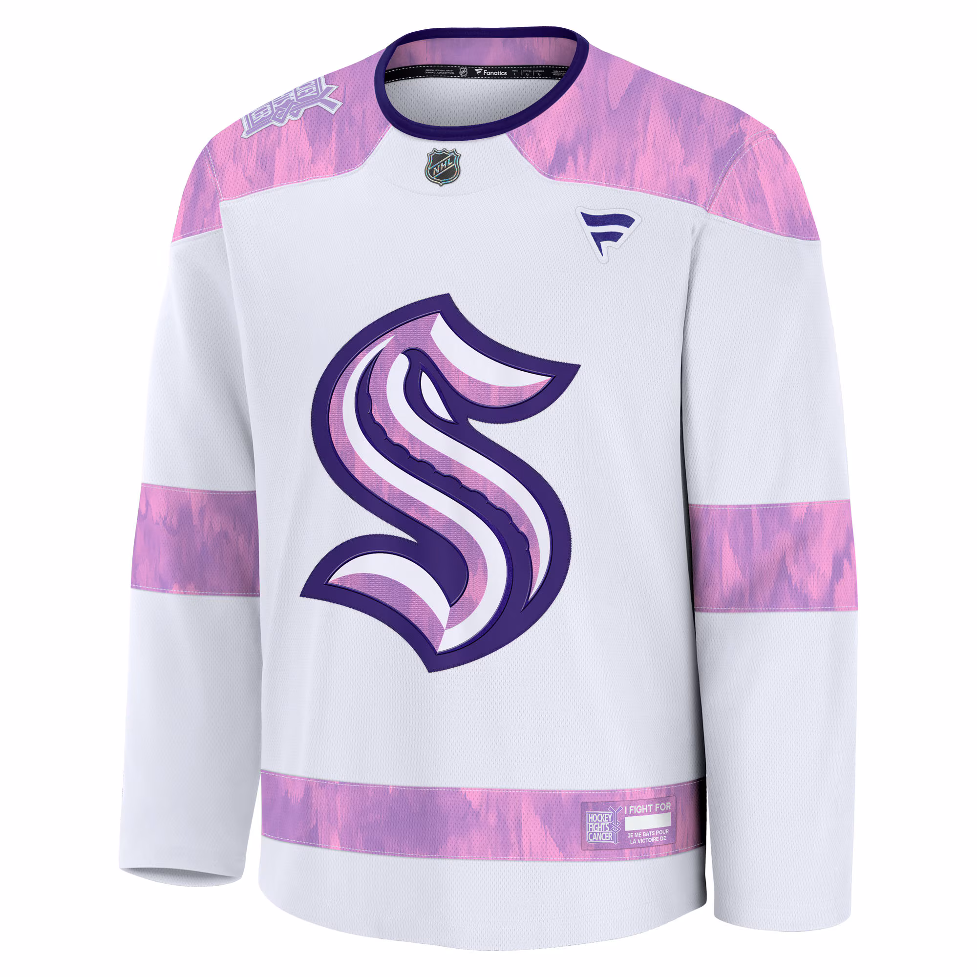 Seattle Kraken Fanatics Hockey Fights Cancer Survivor Practice Jersey - White