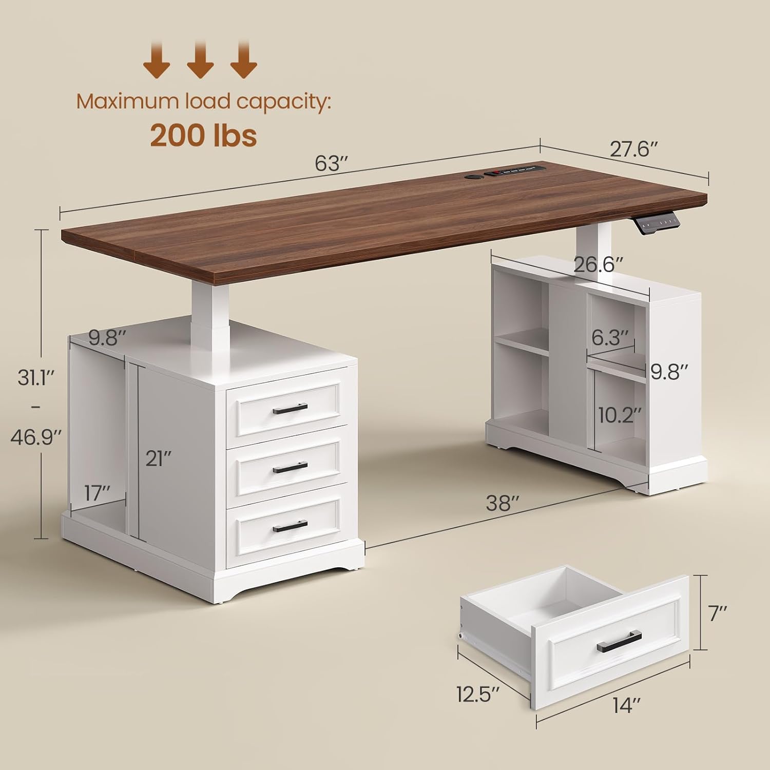 SEDETA Farmhouse Electric Standing Desk, 63