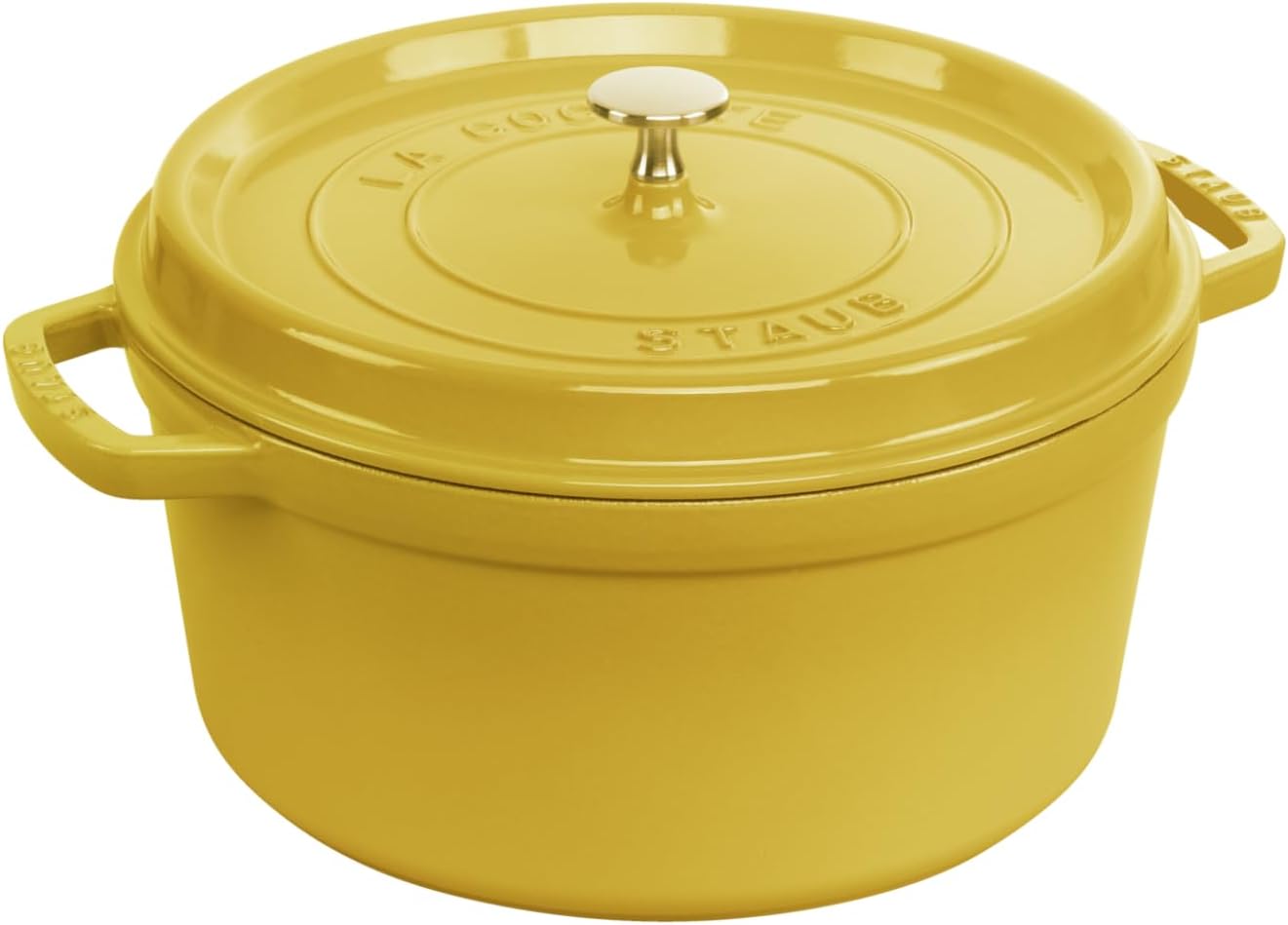 STAUB Enamelled Cast Iron Casserole Dish with Lid, Suitable for All Heat Sources Including Induction, 5 to 7 People, Round, 28 cm, 6.70 L, 7 kg, Lemon