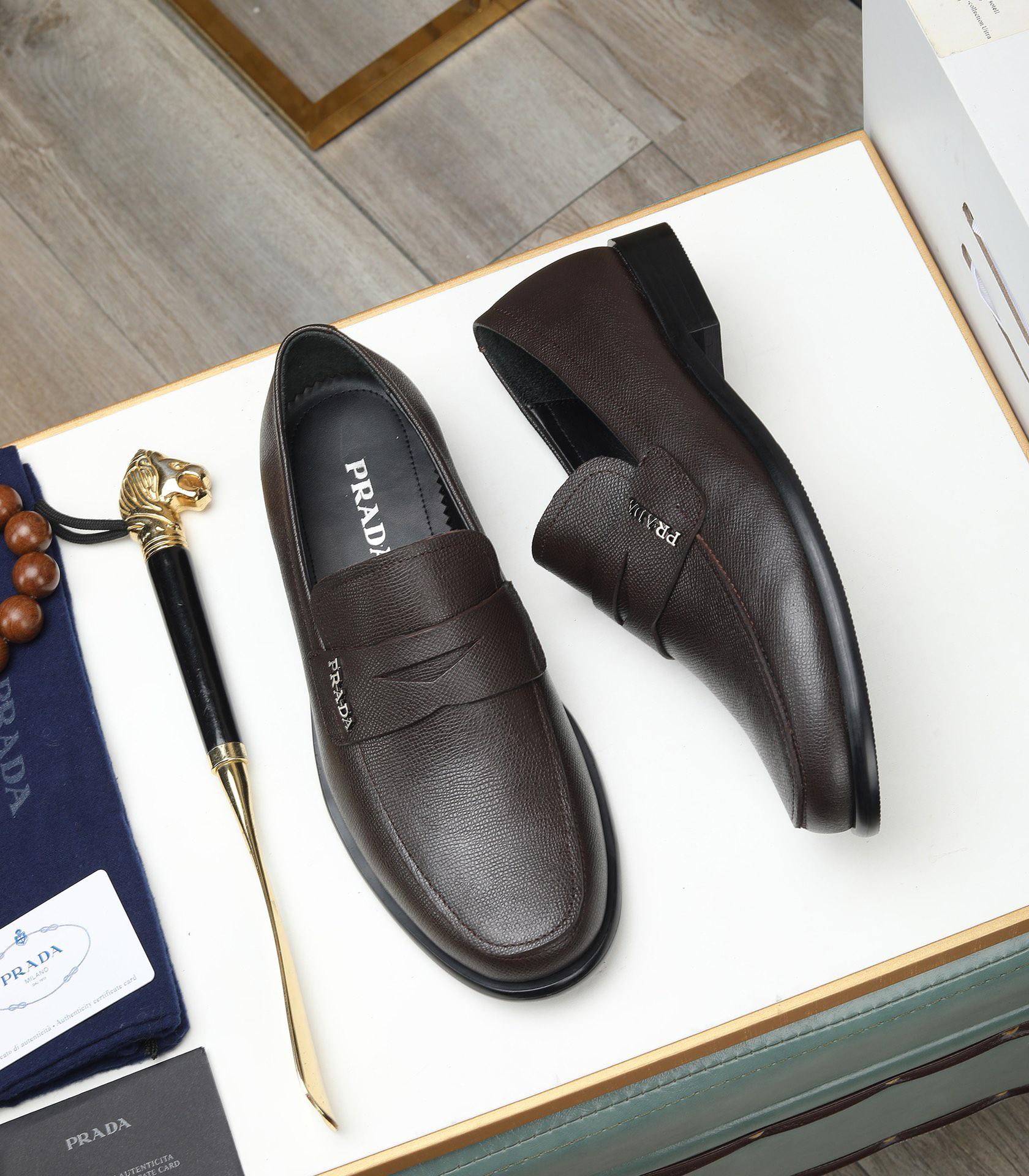 Prada men's leather shoes-64