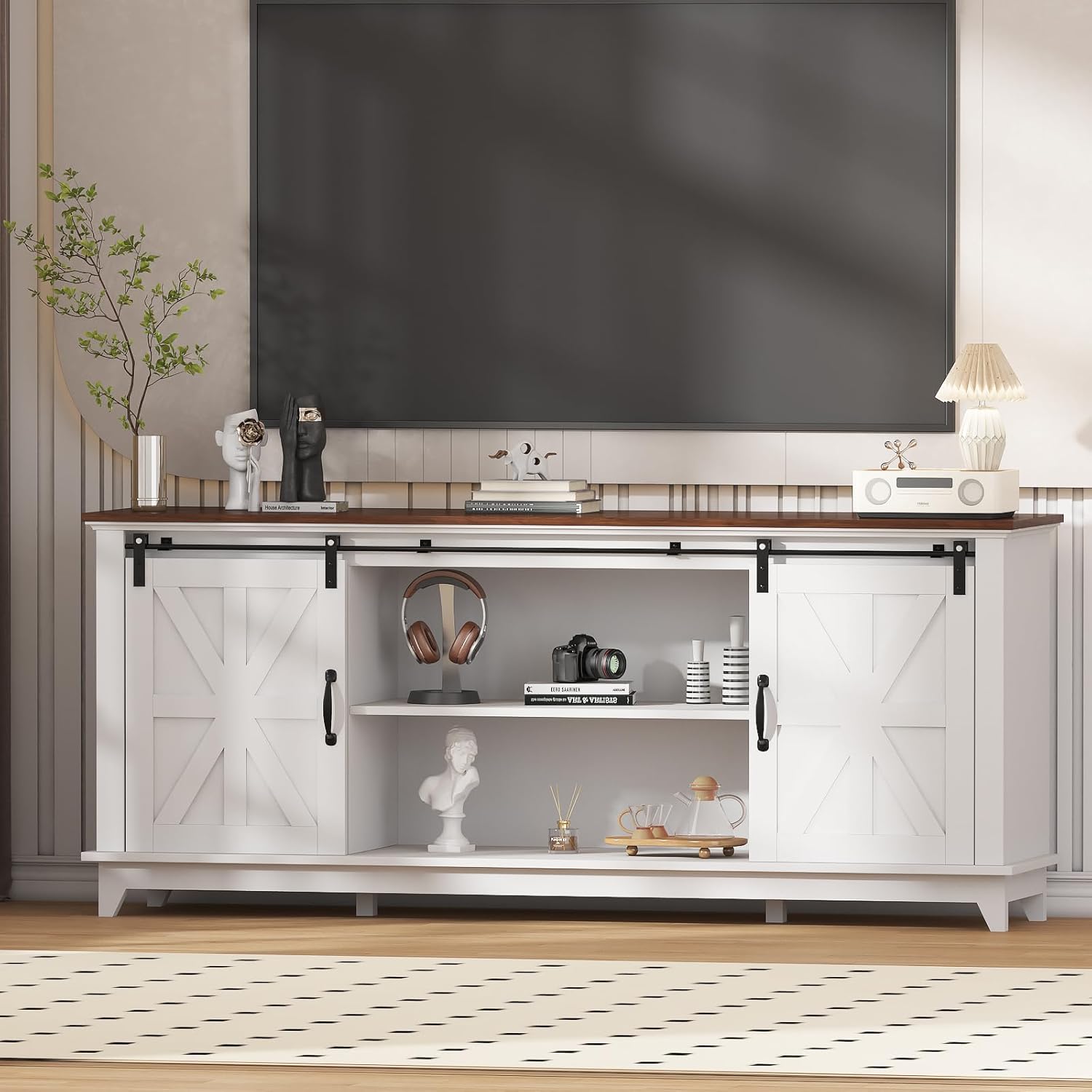 Classic Farmhouse TV Stand Cabinet for 75