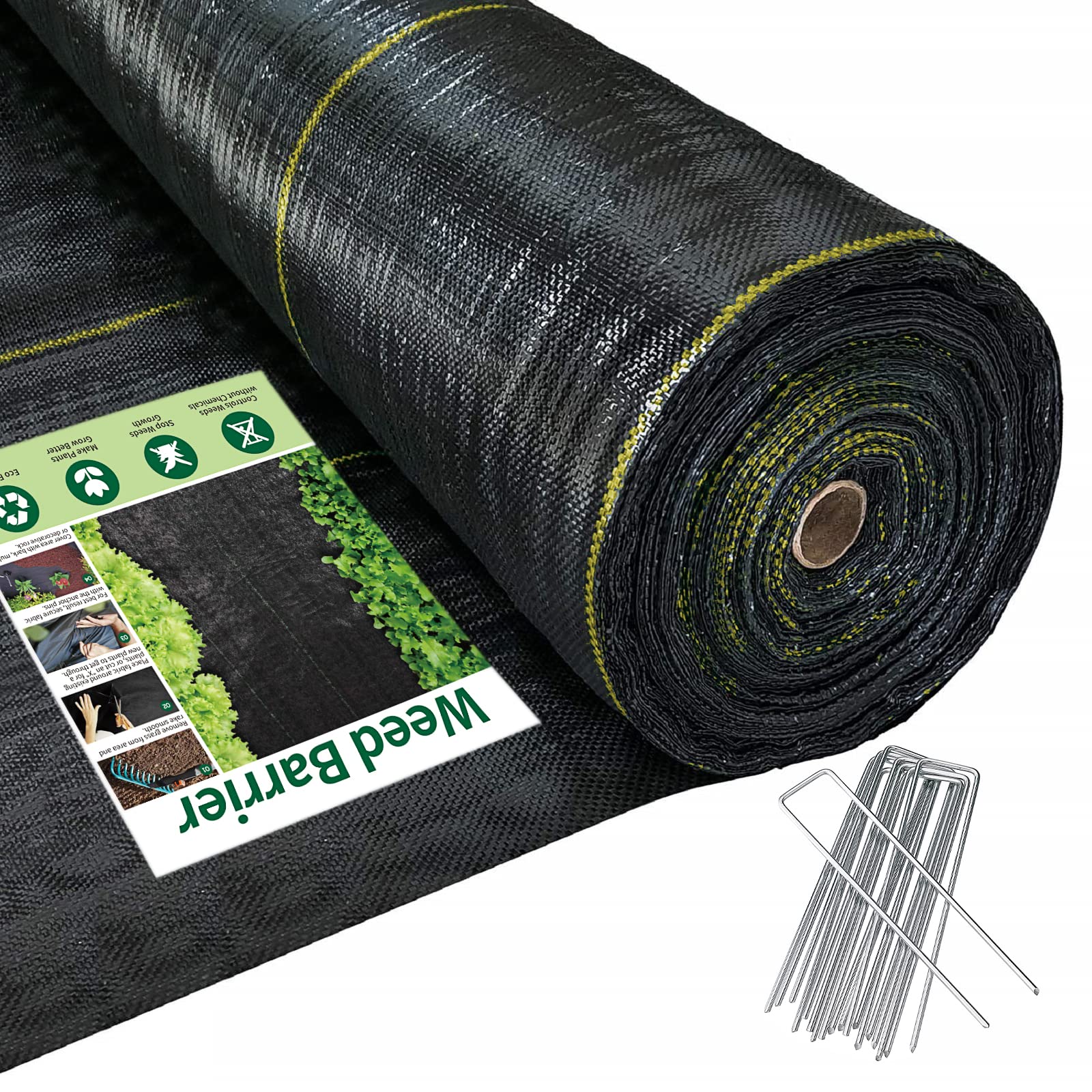 SUNOCITY Black Weed Barrier 6ft x 300ft Heavy Duty Fabric