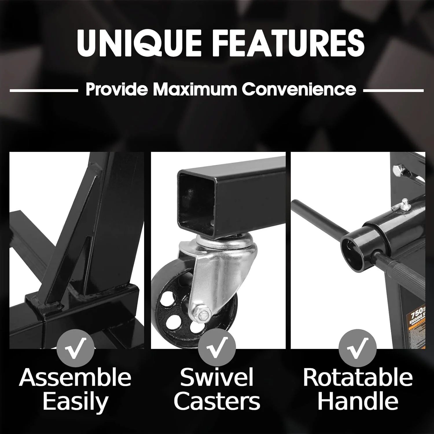 Rotating Engine Stand: Removable Oil Pan and Magnetic Tray, Turbine Turntable, 2 Brake Caster Lockable Wheels, 1,000 Lbs Capacity