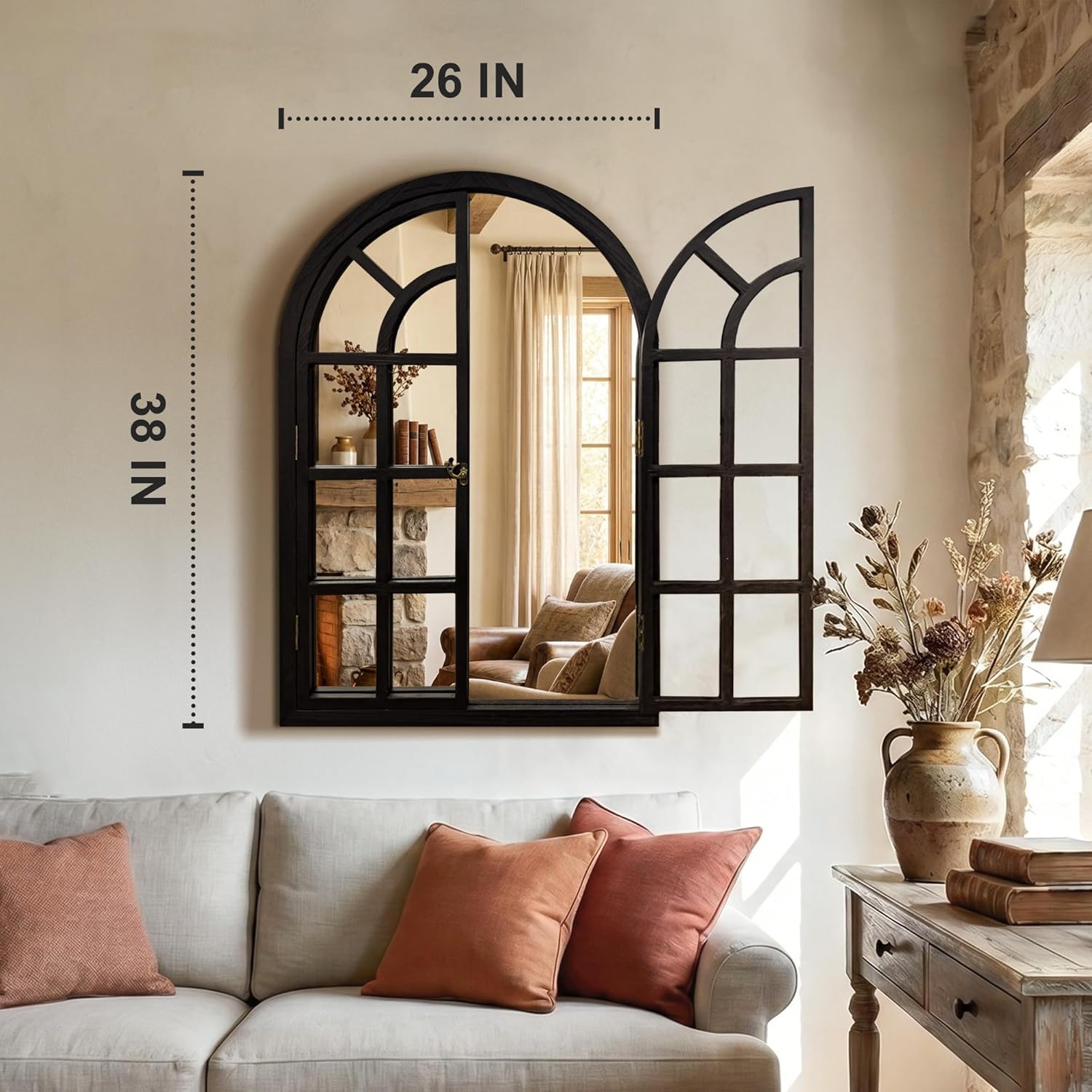 TRAHOME Arched Windowpane Mirror, 26