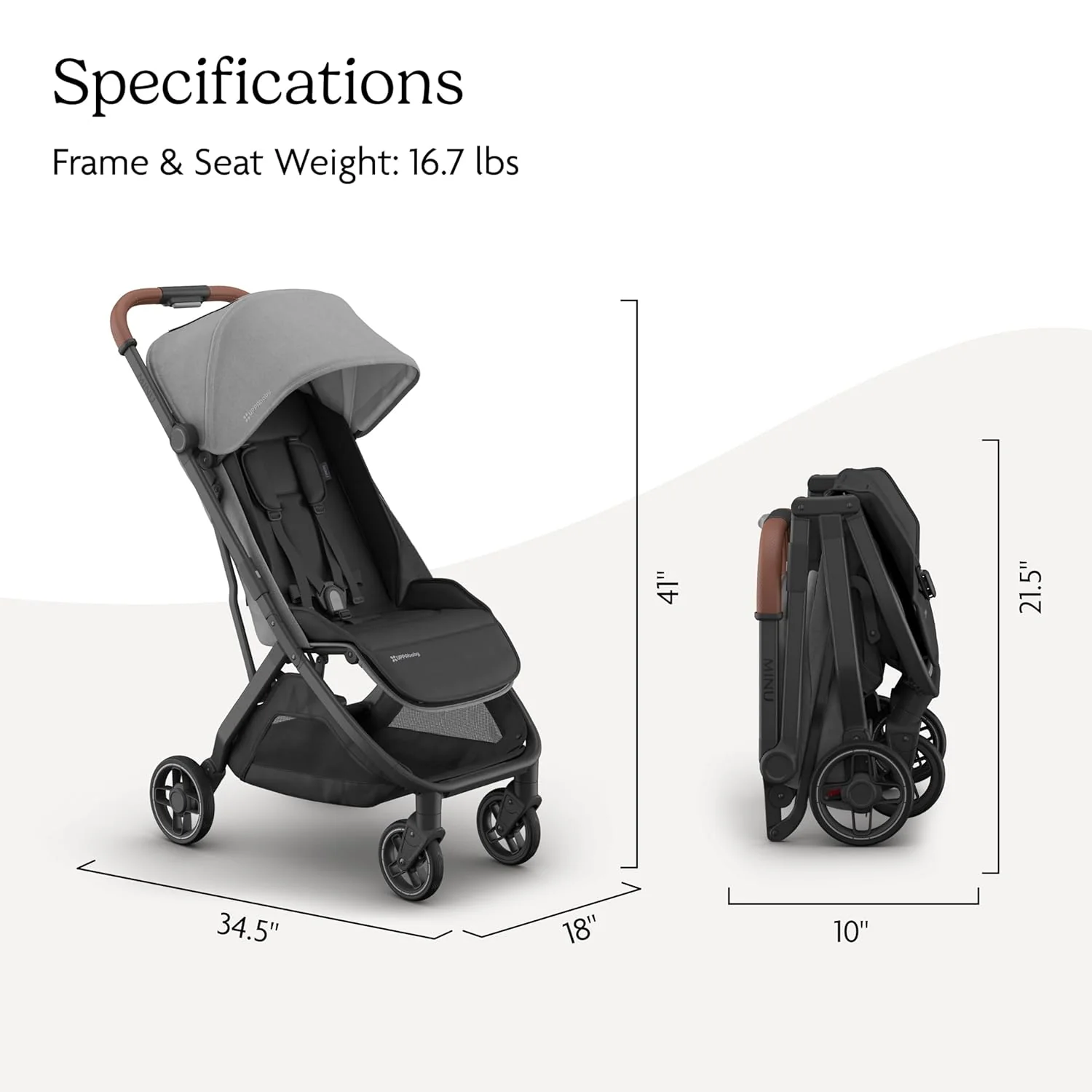 UPPAbaby Minu V3 Travel Stroller, Lightweight, Greyson