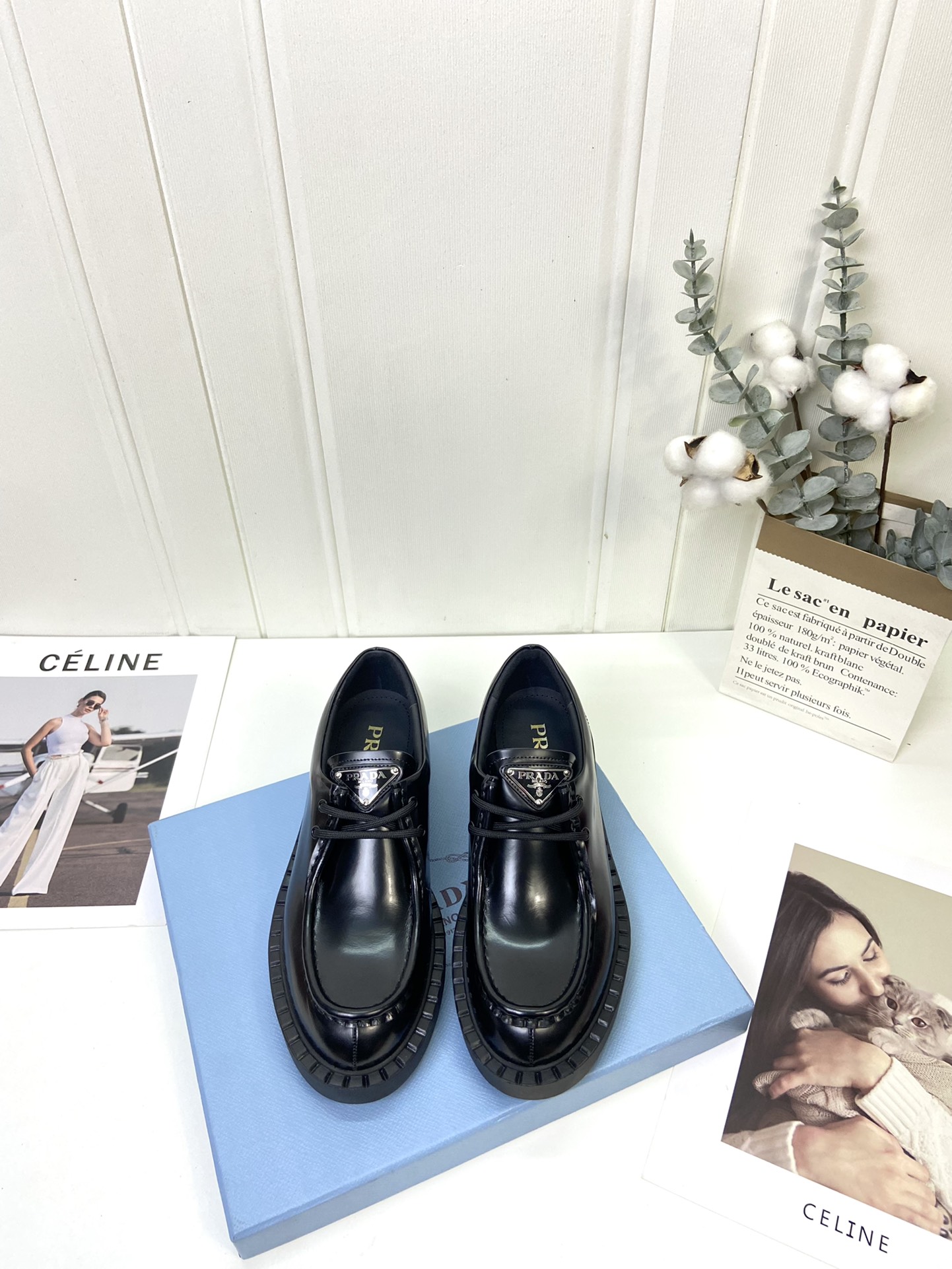 Prada women's leather shoes-11