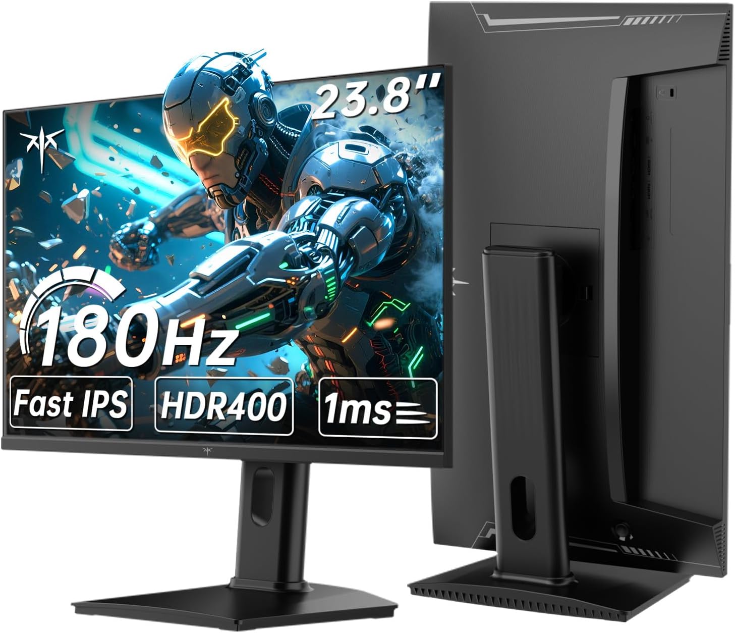 KTC 24 inch Gaming Monitor QHD 180Hz, Fast IPS 1440p Computer Monitor, Up to 185Hz, 1ms, G-Sync/FreeSync, HDR400, Height Adjustable, 2 x HDMI, 1 x DP H24T7