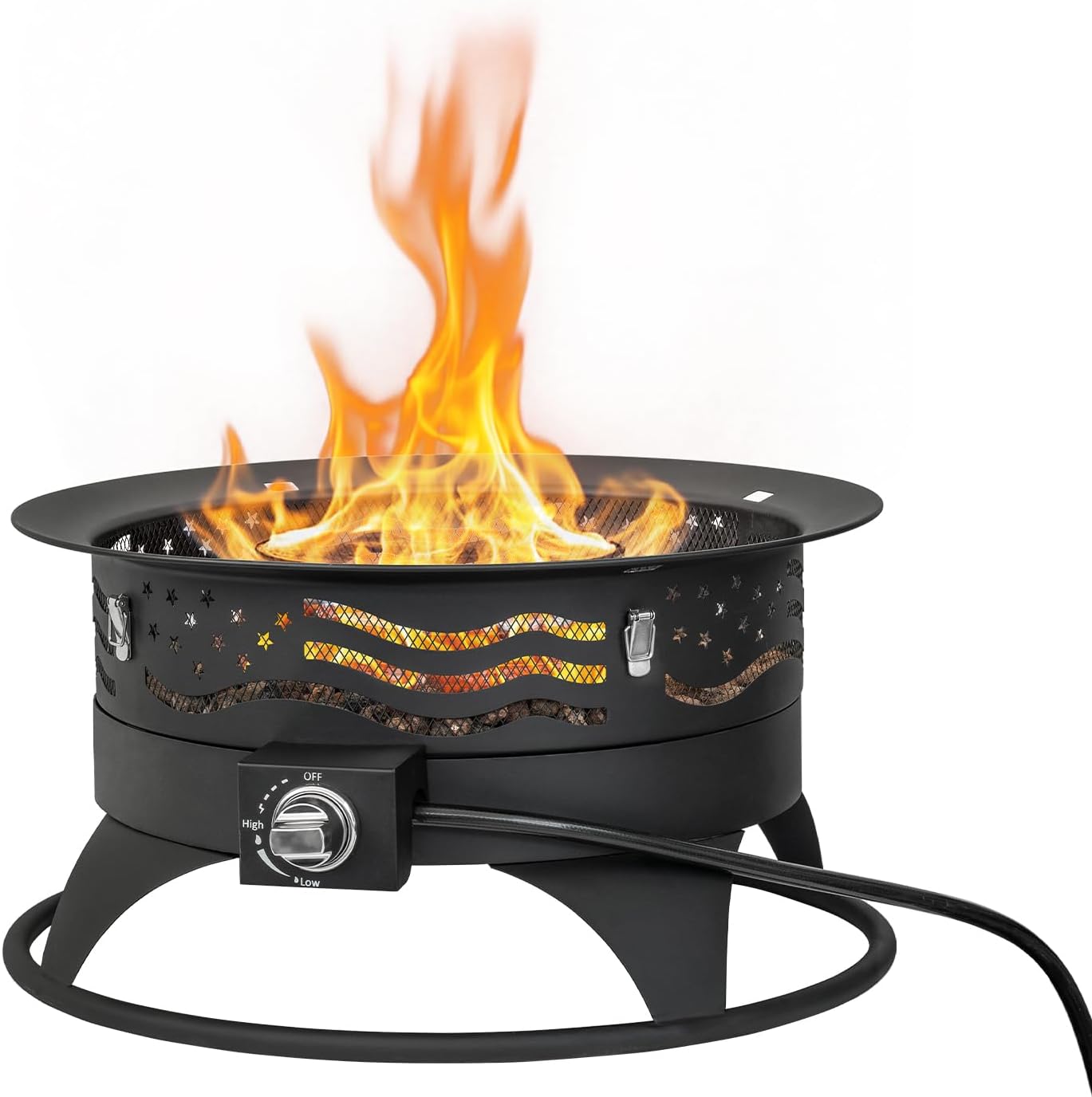 Panovue 24 Inch Portable Propane Fire Pit with Grill, 60000 BTU Outdoor Gas Firepit with Lava Rocks & Adjustable Flame, Smokeless Gas Firebowl for Backyard, Camping & Gatherings