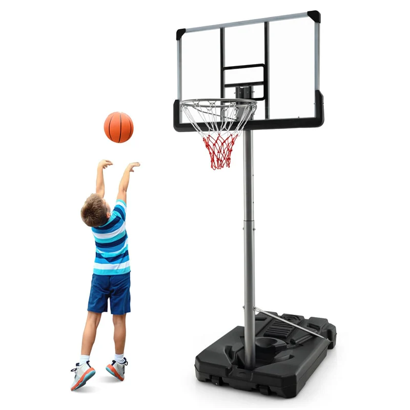 Portable Outdoor Basketball Hoop 64''-79'' Adjustable Poolside Basketball Goal System with 44