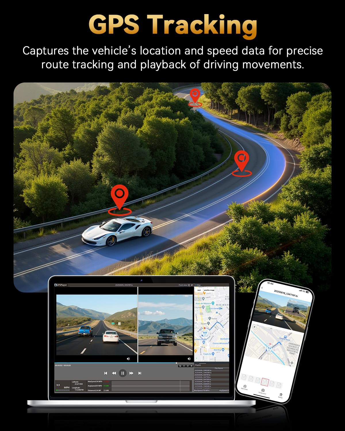 TERUNSOUL 4K Dash Cam Front & Rear with GPS, 128GB Card