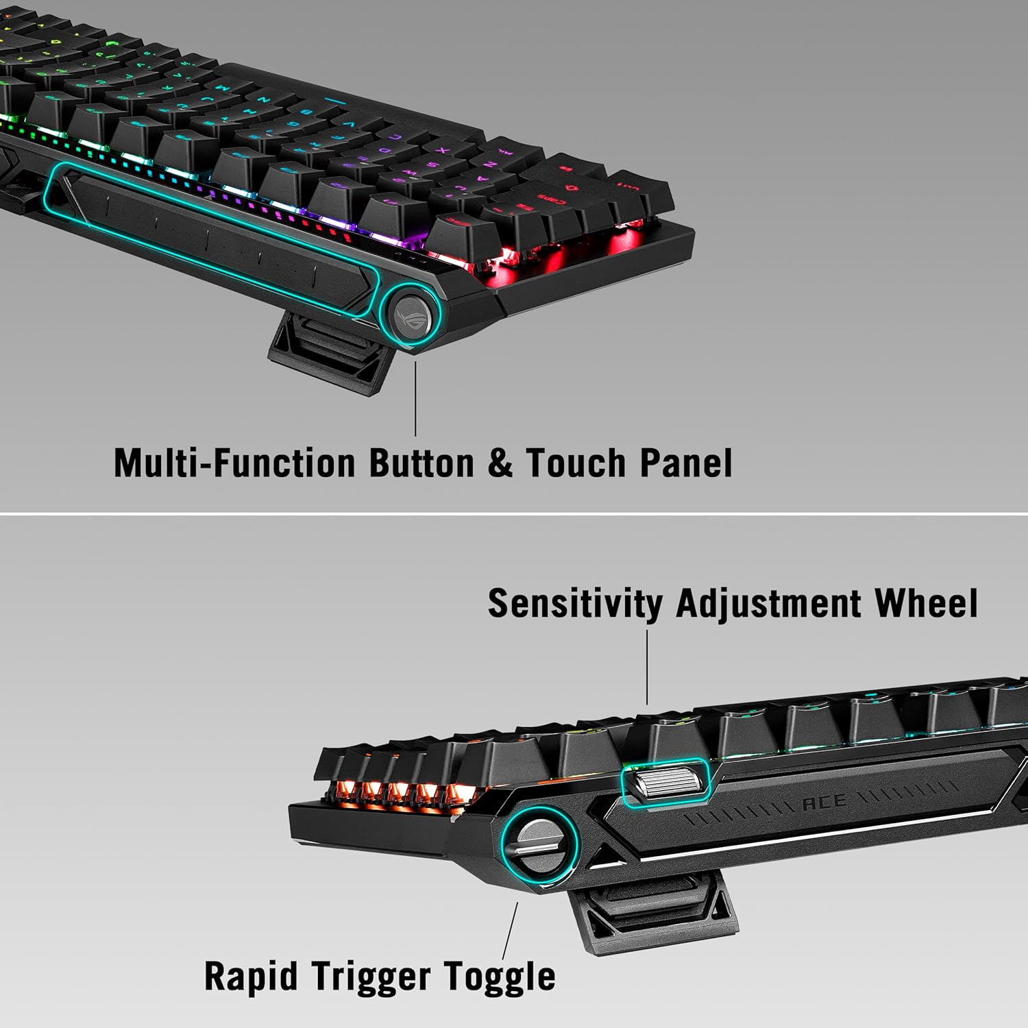 ASUS ROG Falchion Ace 75 HE Wired Analog Hall Effect Gaming Keyboard– 75% TKL, USB, Hot Swappable HFX V2X Magnetic Switch, Rapid Trigger, 8KHz Polling, PBT Keycap, Carry Case, Web based Config - White