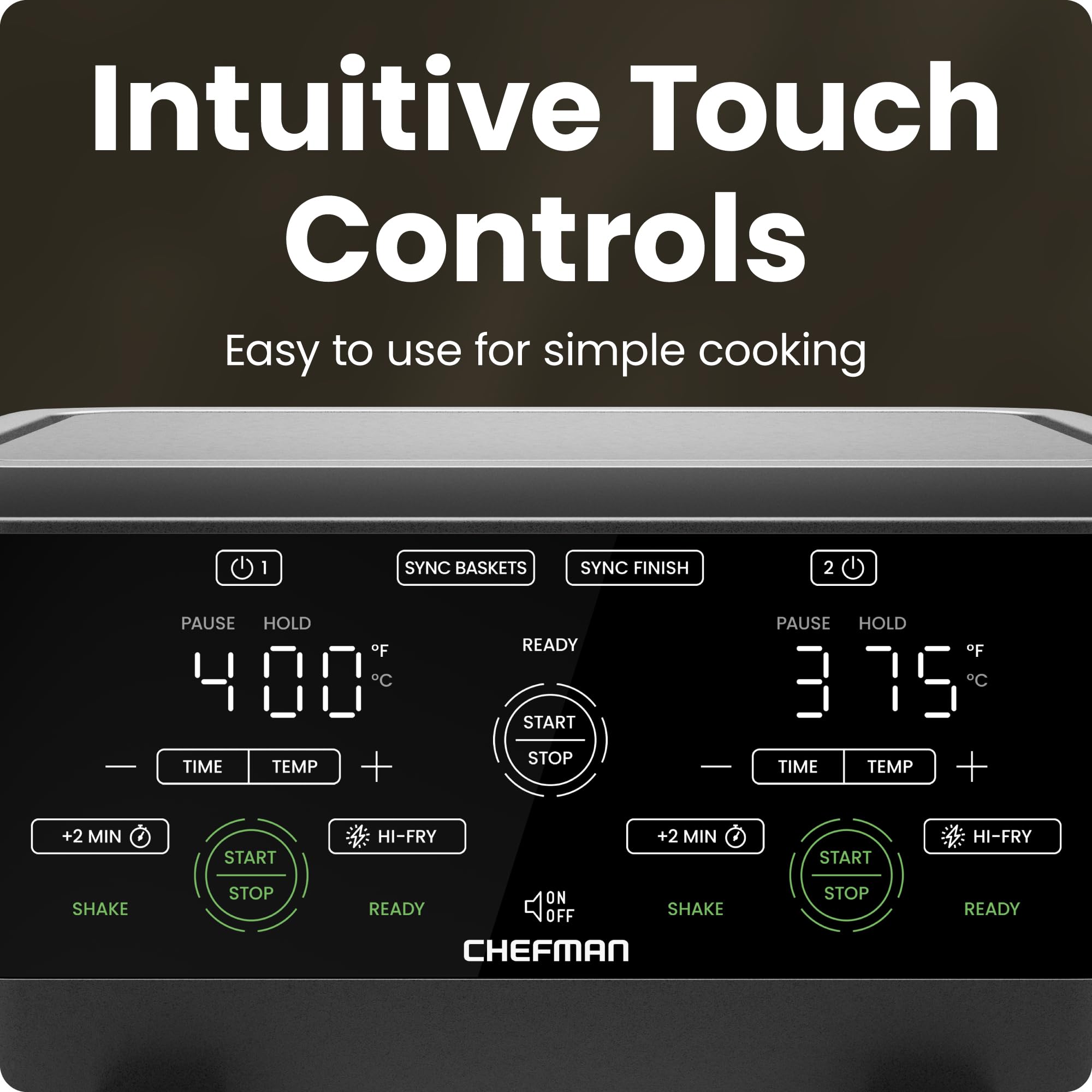 CHEFMAN 6 Quart Dual Basket Air Fryer Oven - Black