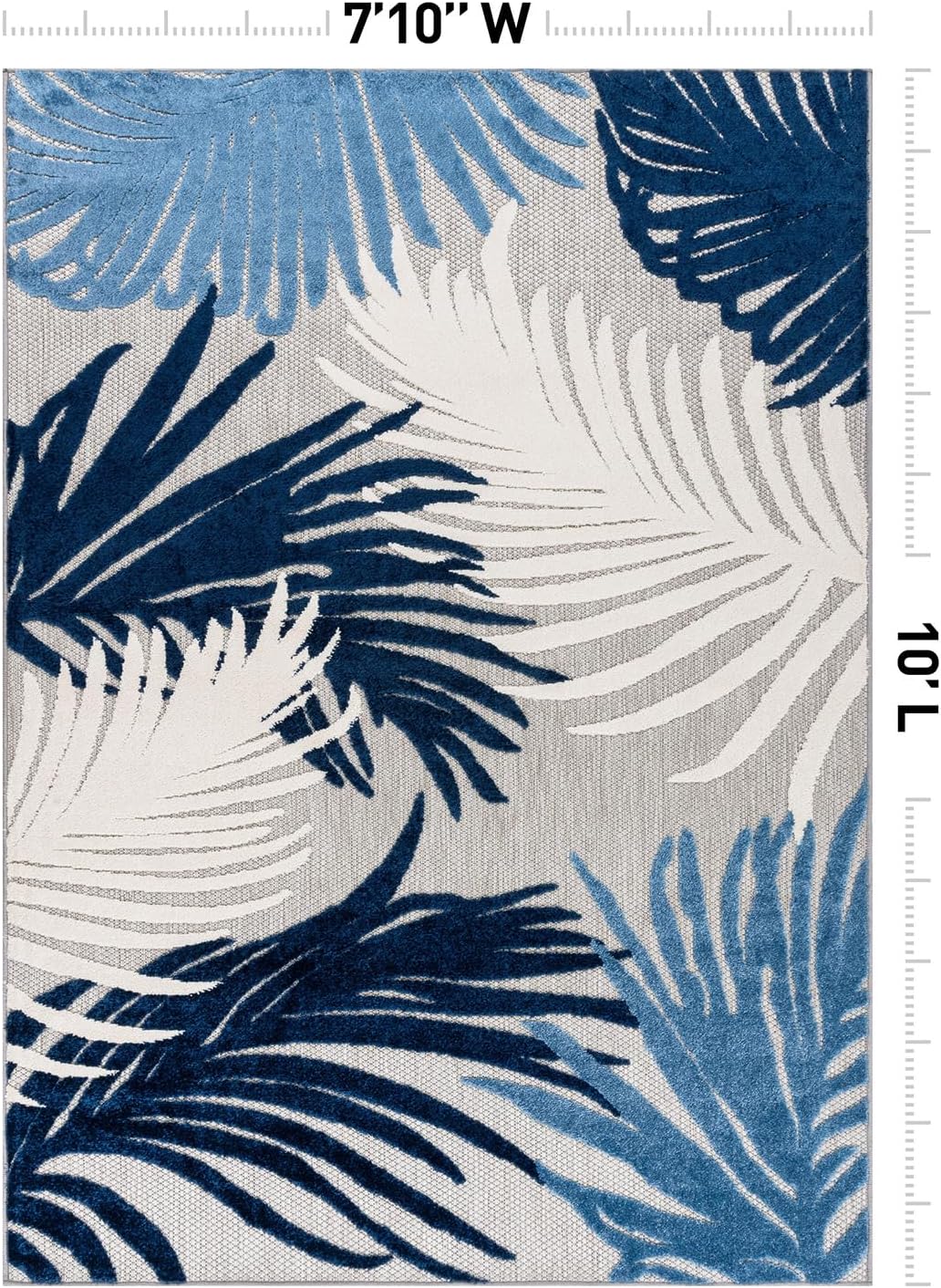 Rugshop Navy Lucca Contemporary Floral Indoor/Outdoor Area Rug Durable Polypropylene, Weather Resistant, Easy to Clean Perfect for Patio, Backyard, Deck and Outdoor Lounge 7'10