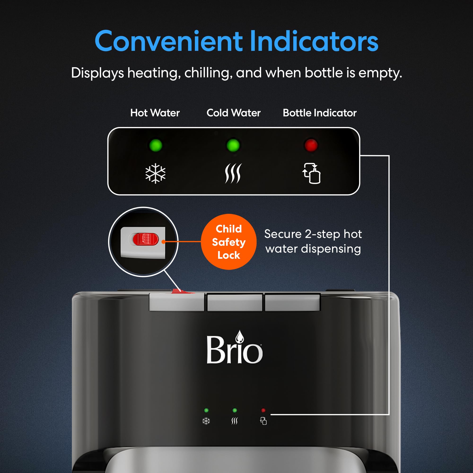 BRIO Bottom Loading Water Cooler Dispenser - 5 Gallon, 3 Temp