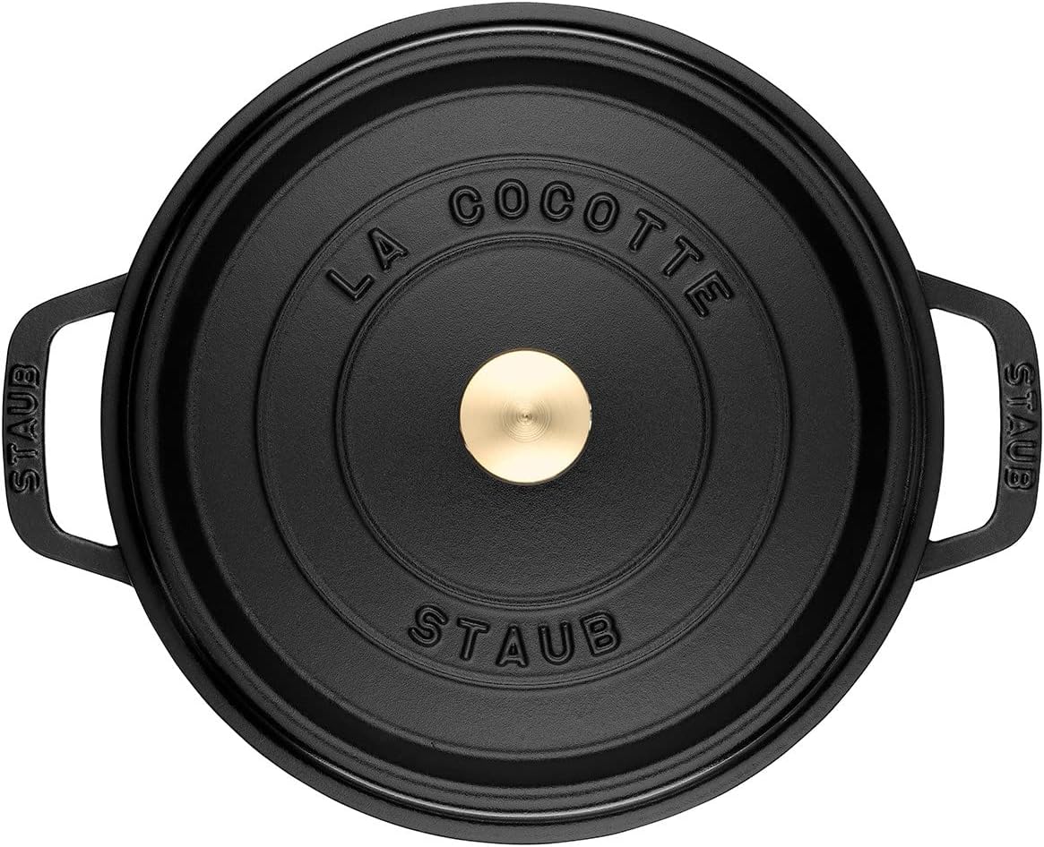 Staub Cast Iron Round Cocotte, Dutch Oven, 5.5-quart, serves 5-6, Made in France, Matte Black
