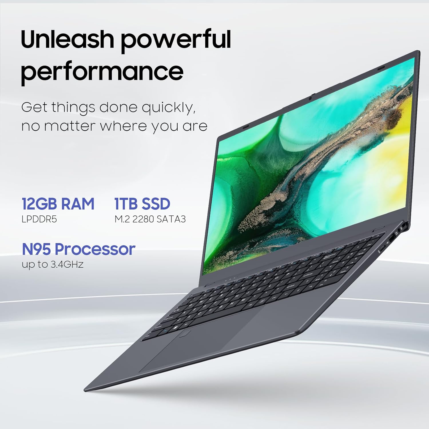 Laptop Computer, 1TB SSD, 12GB RAM Laptops, Quad Core N95 Processor, 15.6