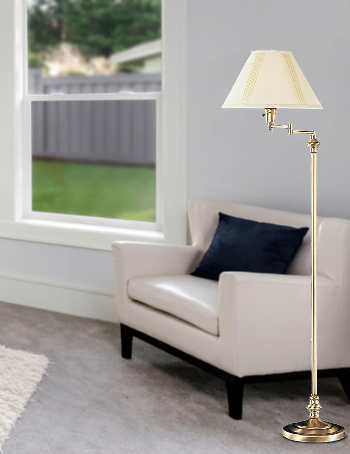 Cal Lighting BO-314-AB Transitional Swing Arm Floor Lamp, Antique Bronze