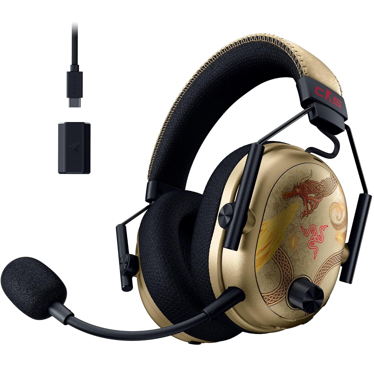 Razer BlackShark V3 Pro Wireless ANC Gaming Headset for PC: Full Band Mic - 50mm Drivers - 2.4 GHz, Bluetooth, USB, 3.5mm - Works with Mac, PS5, Nintendo Switch, Smartphone - Counter-Strike 2 Edition