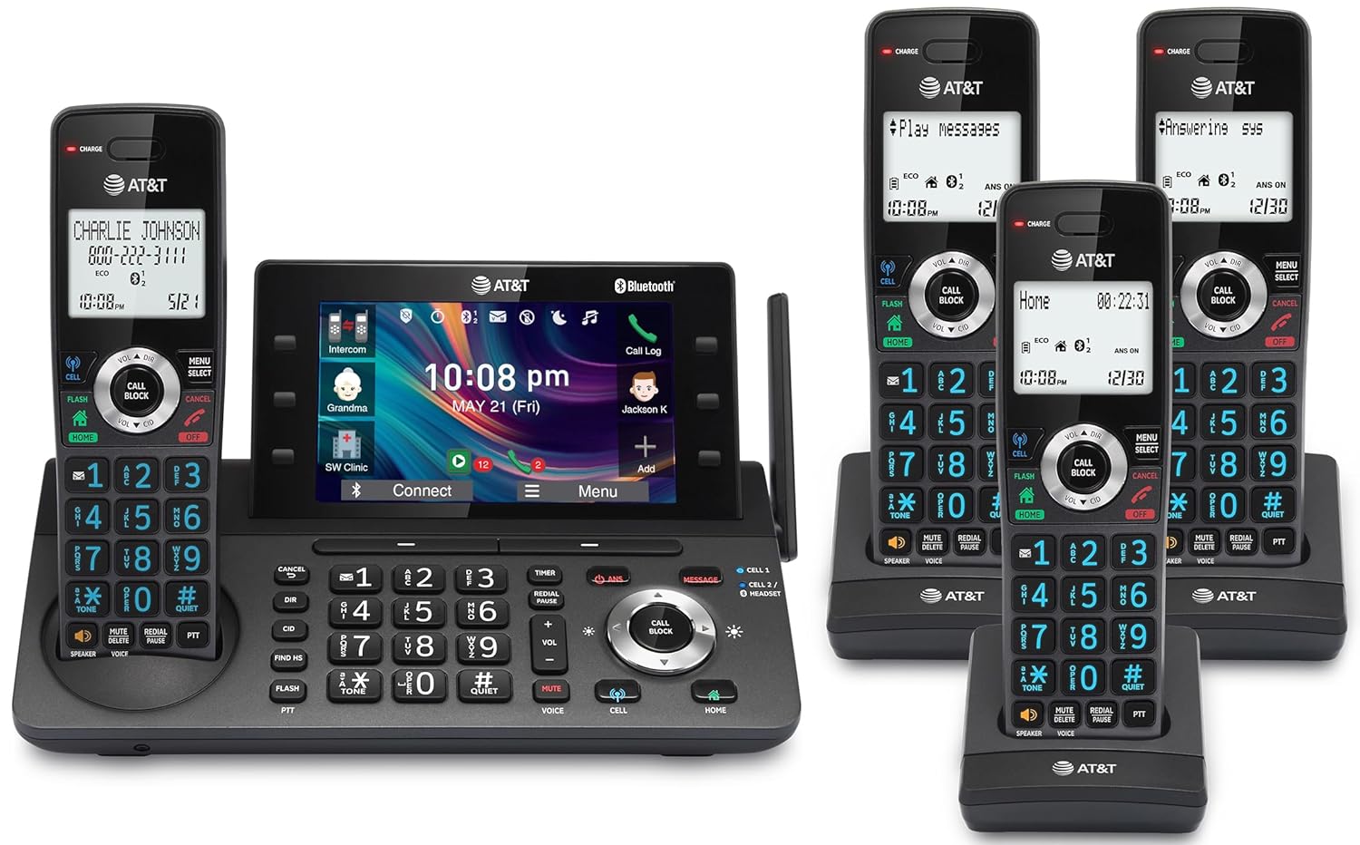 AT&T 4-Handset DECT 6.0 Cordless Home and Business Phone with Answering Machine, 5
