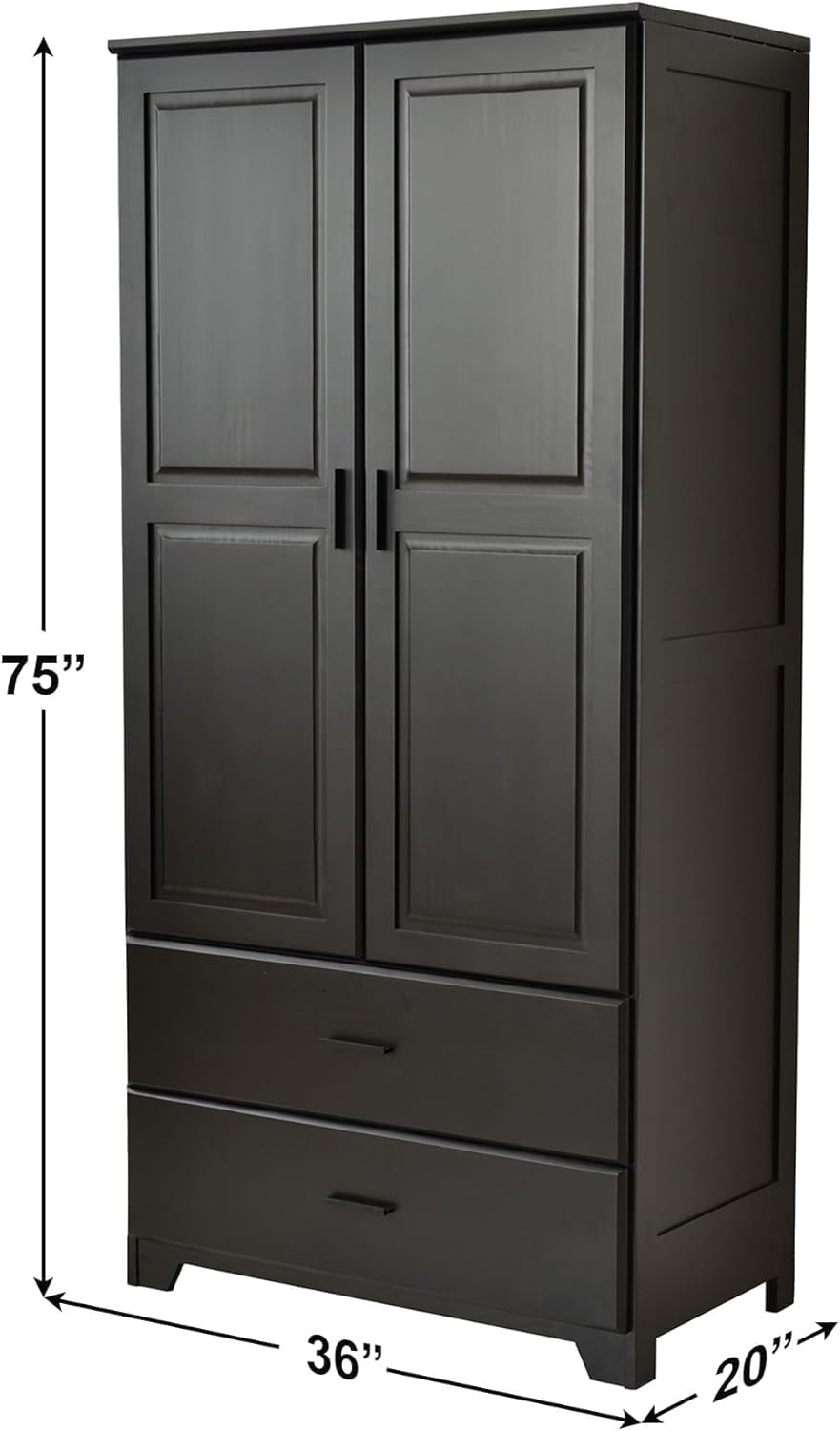 Woodpecker's Inc Solid Pine Wood Closet with Raised Doors (Black)