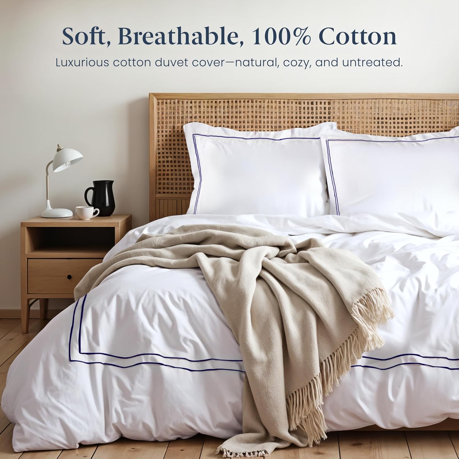 Ella Jayne Duvet Cover King (3 Pieces), 100% Cotton Percale, King/Cali King, Soft, Breathable & Lightweight Including King Duvet Cover (1 Piece) 106 x 90 Inches with 2 Pillow Shams (Navy Design)