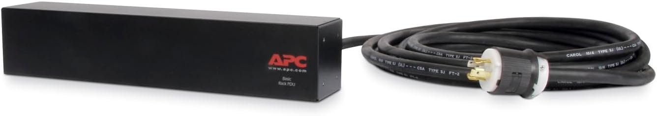 APC Rack Mount PDU, Basic 120V-208V/30A Three-Phase PDU, (4) Outlets, 2U Horizontal Rackmount (AP7580)