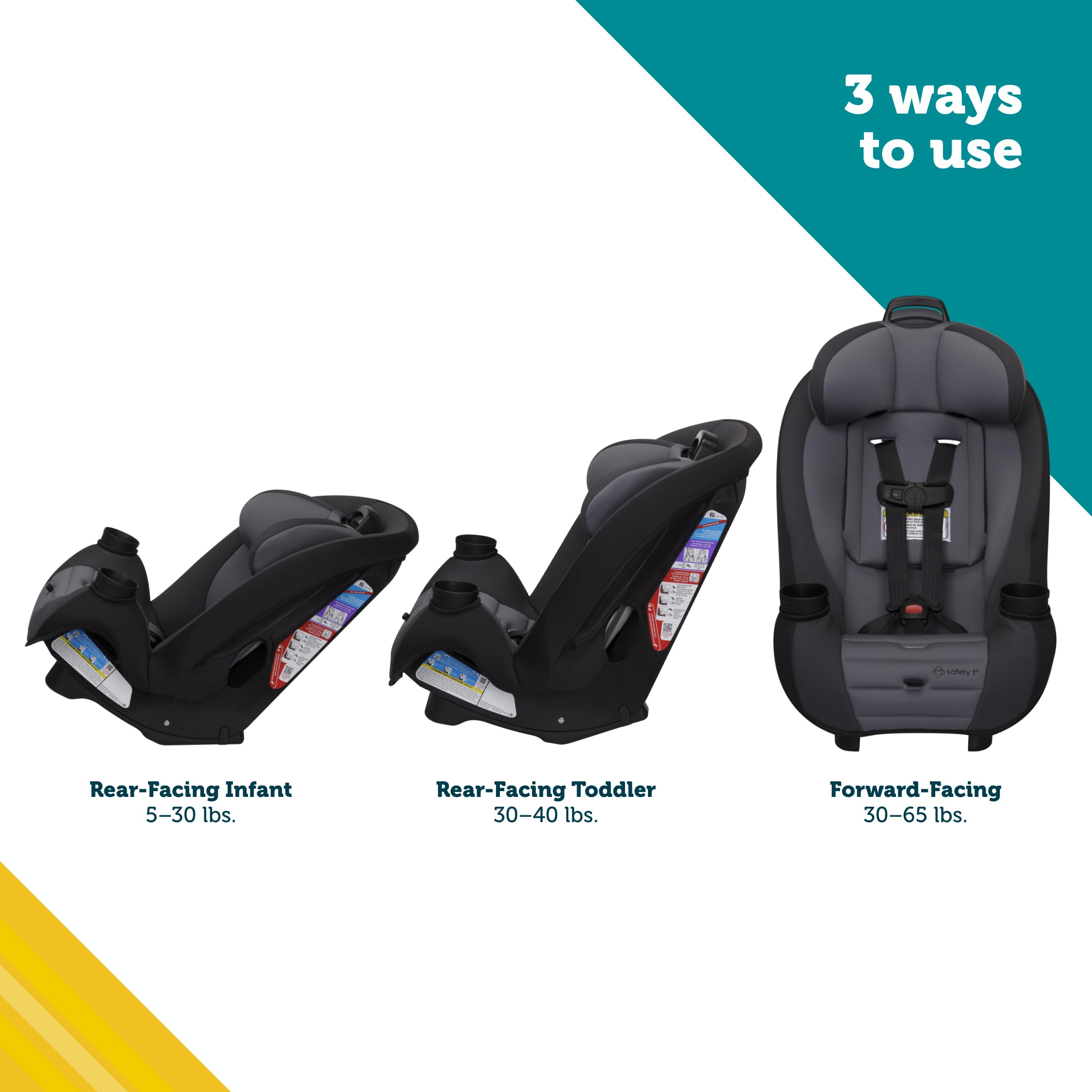 SAFETY 1ST Ellaris 3-in-1 Convertible Car Seat, Slim Fit
