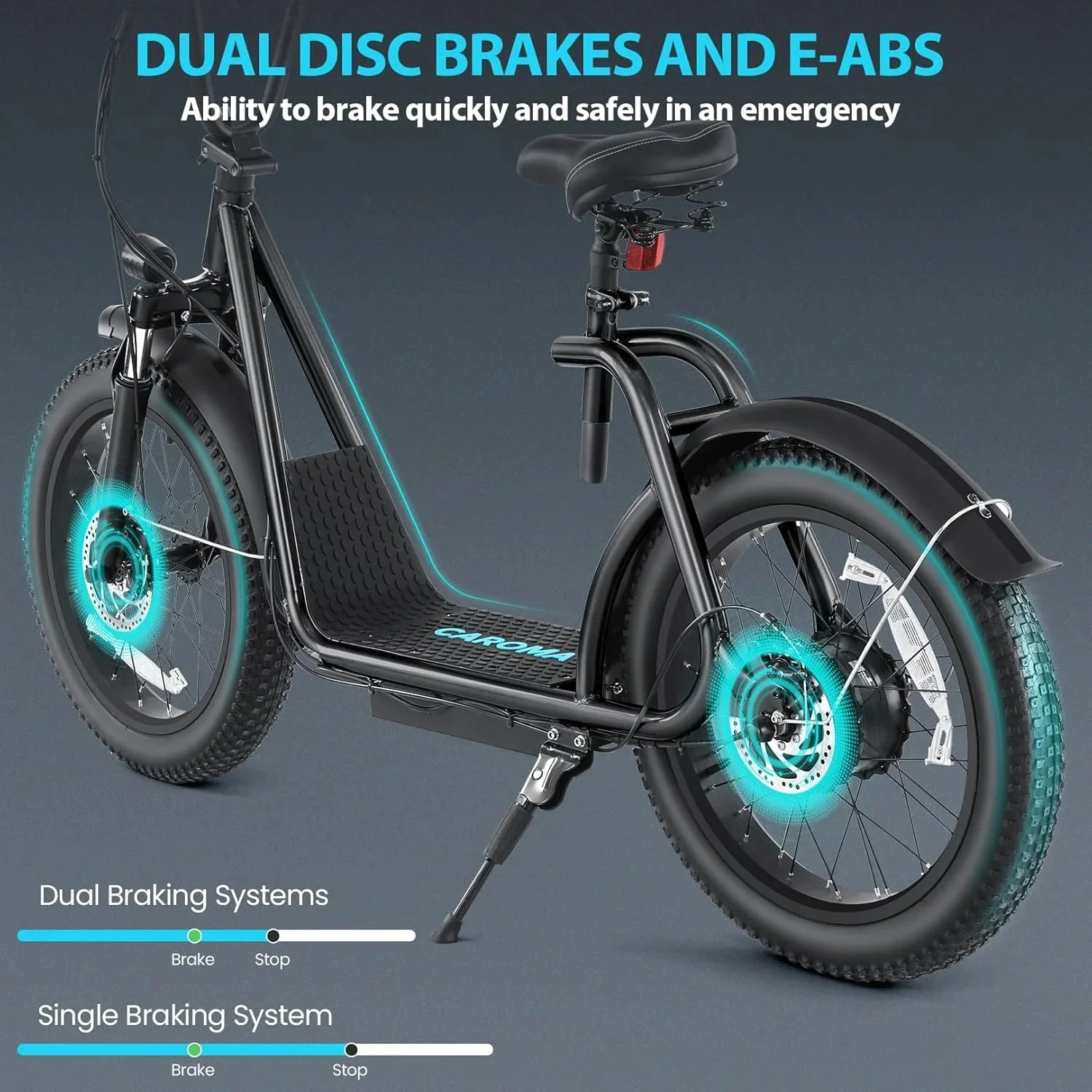 Caroma Peak 800W Foldable Adult Electric Scooter with 20-inch Wide Tires, 48V Battery, Basket, and Adjustable Seat