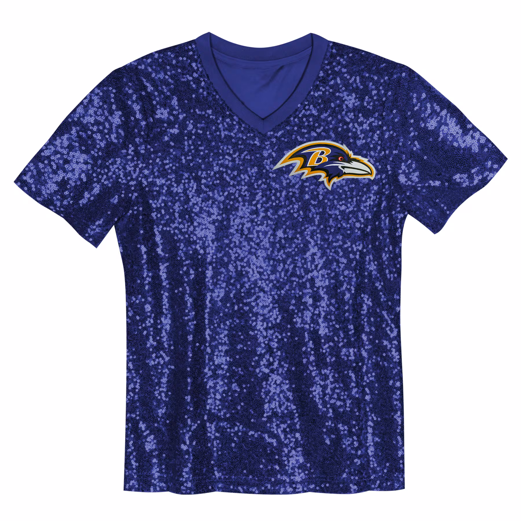 Lamar Jackson Baltimore Ravens Girls Youth Sequin V-Neck Fashion Jersey - Purple