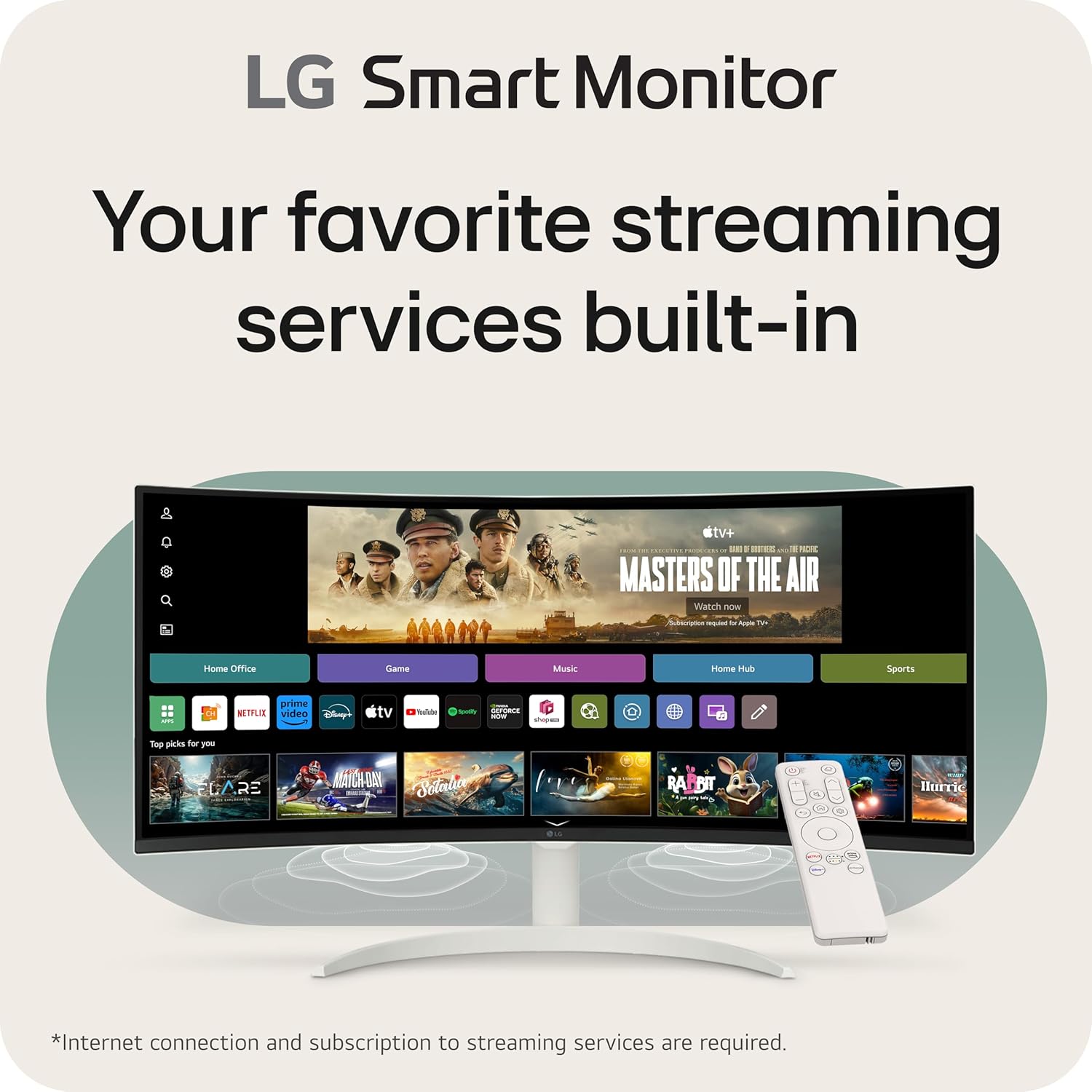 LG 34SR60QC-W 34-inch QHD (3440x1440) Curved Smart Monitor with Streaming, UltraWide Screen, webOS, HDR10, 100Hz, Built-in Speaker, AirPlay2, Screen Share, Bluetooth, ThinQ App, White