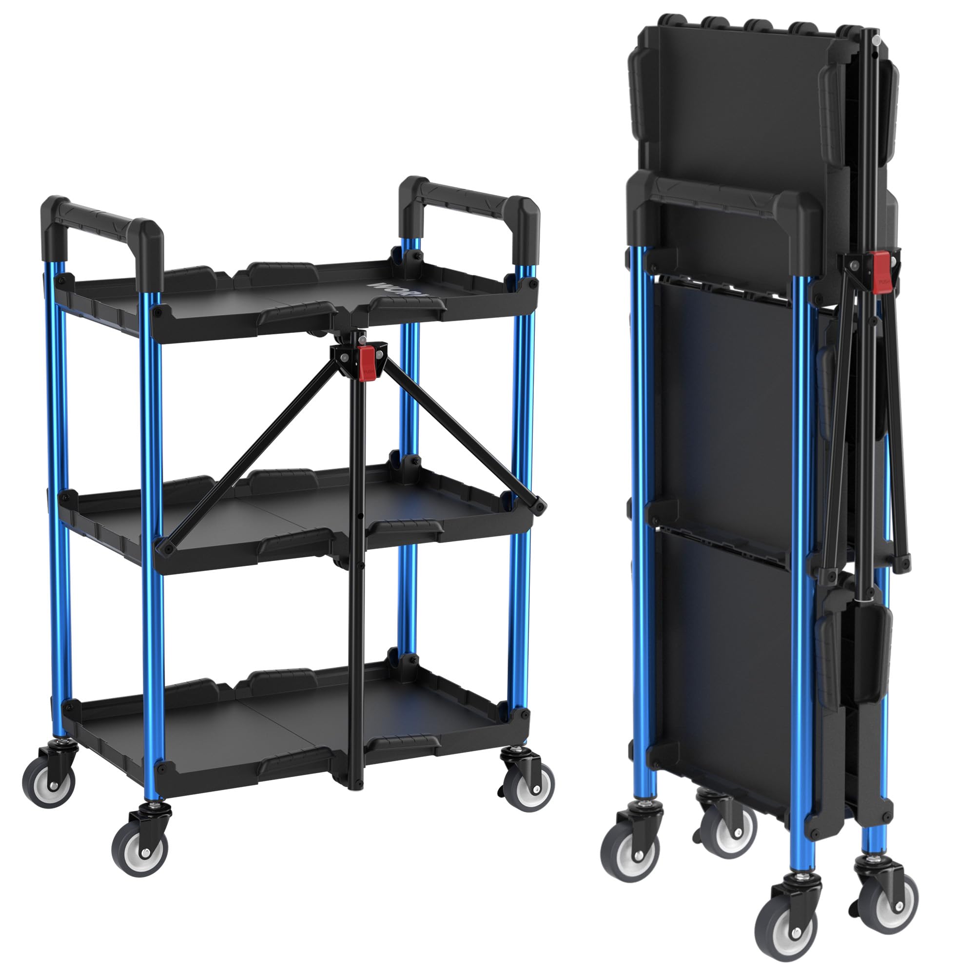 WORKPRO 3-Tier Collapsible Utility Service Cart - 210 LBS Capacity