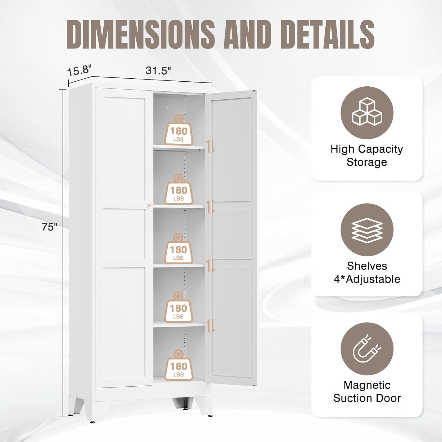 Yizosh Metal Pantry Cabinet, 75