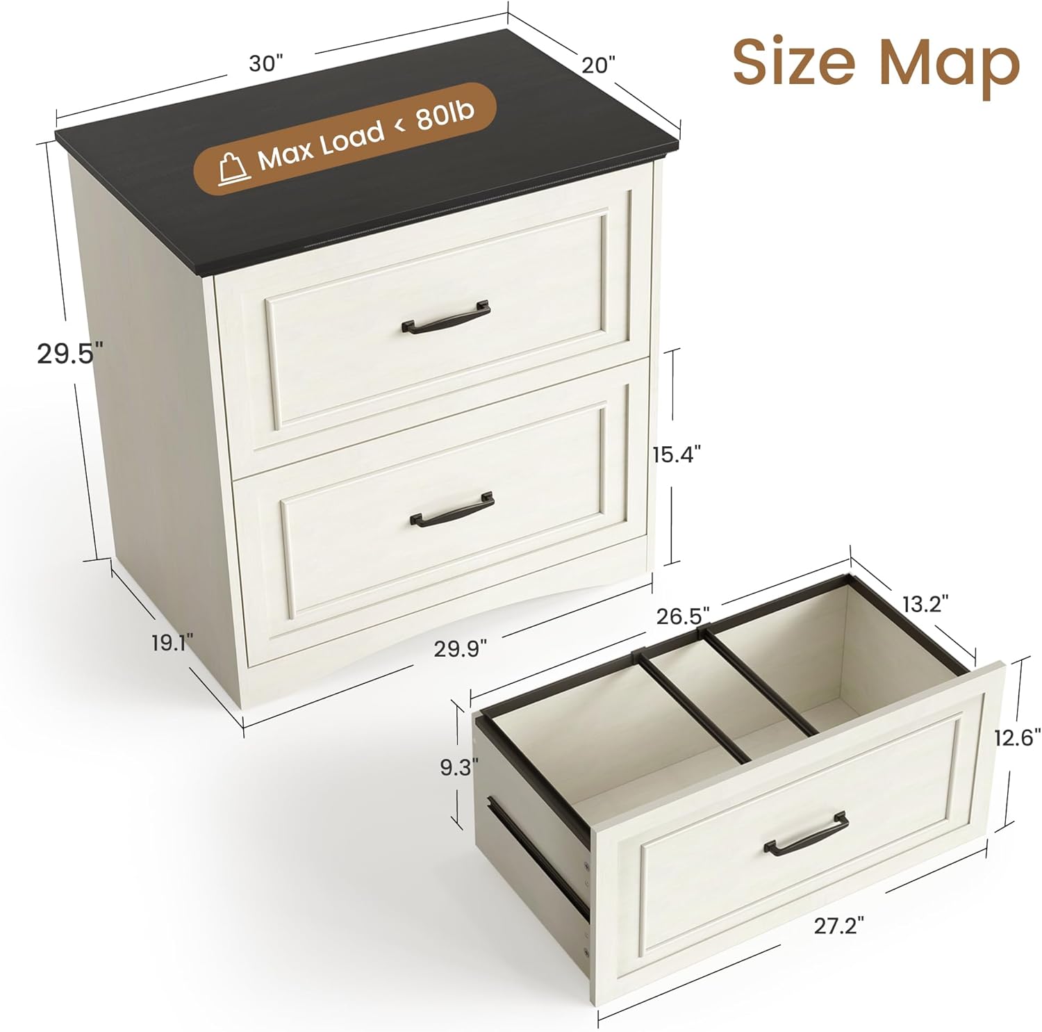 CubiCubi Farmhouse File Cabinet, 30