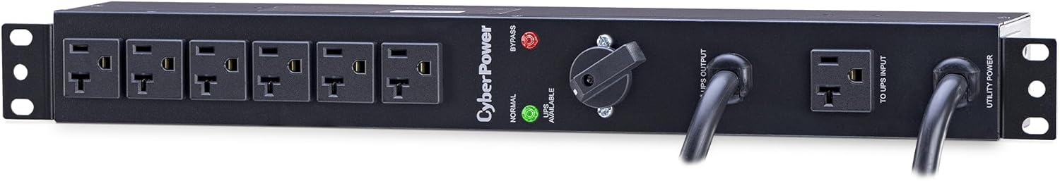 CyberPower MBP20A6 Maintenance Bypass PDU, 120V/20A, 6 Outlets, 1U Rackmount Black