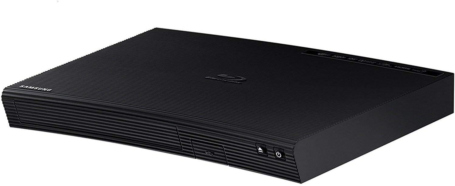 Samsung Blu-ray DVD Disc Player With 1080p Full HD Upconversion, Plays Blu-ray Discs, DVDs & CDs, Plus 6Ft High Speed HDMI Cable, Black Finish (Renewed)