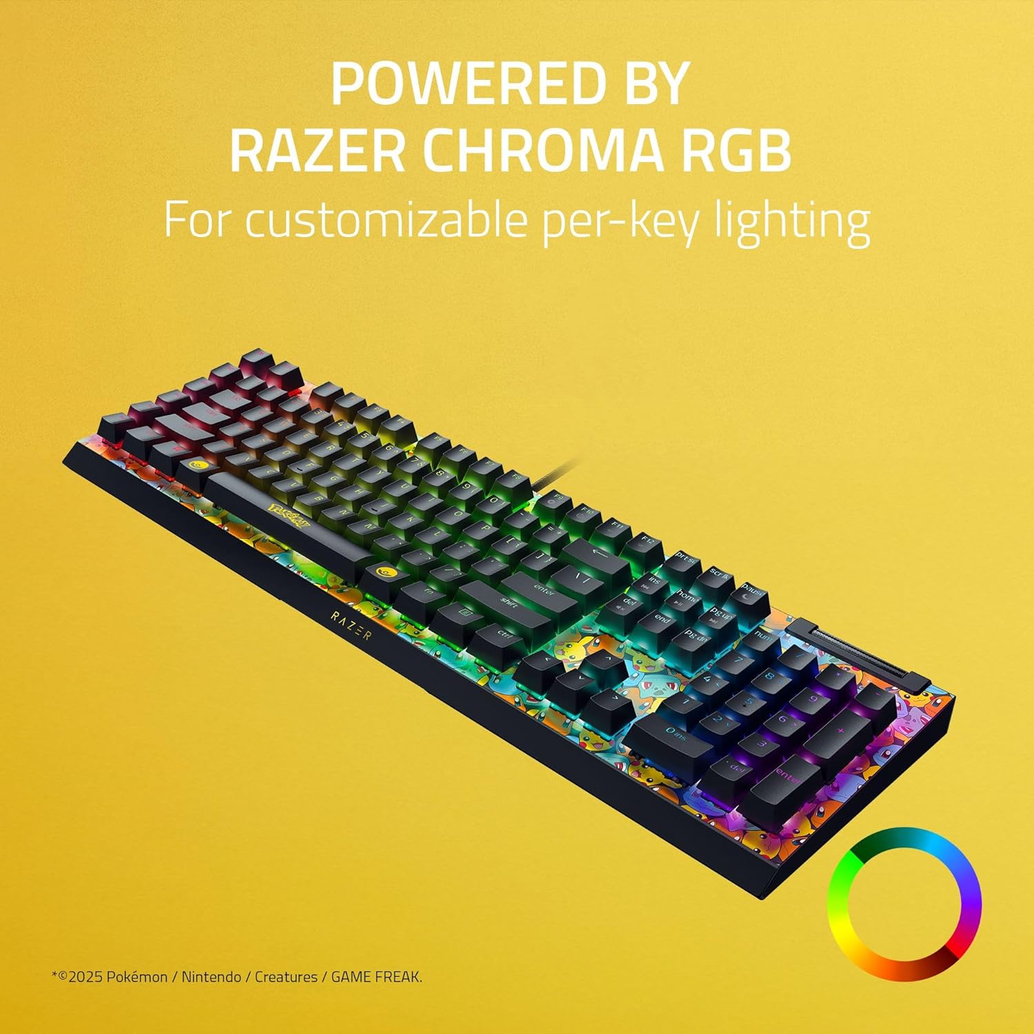 Razer BlackWidow V4 X Mechanical Gaming Keyboard: Green Switches Tactile & Clicky - 6 Macro Keys - Chroma RGB - Doubleshot ABS Keycaps - Sound Dampening & Stabilizers - Pokémon Edition