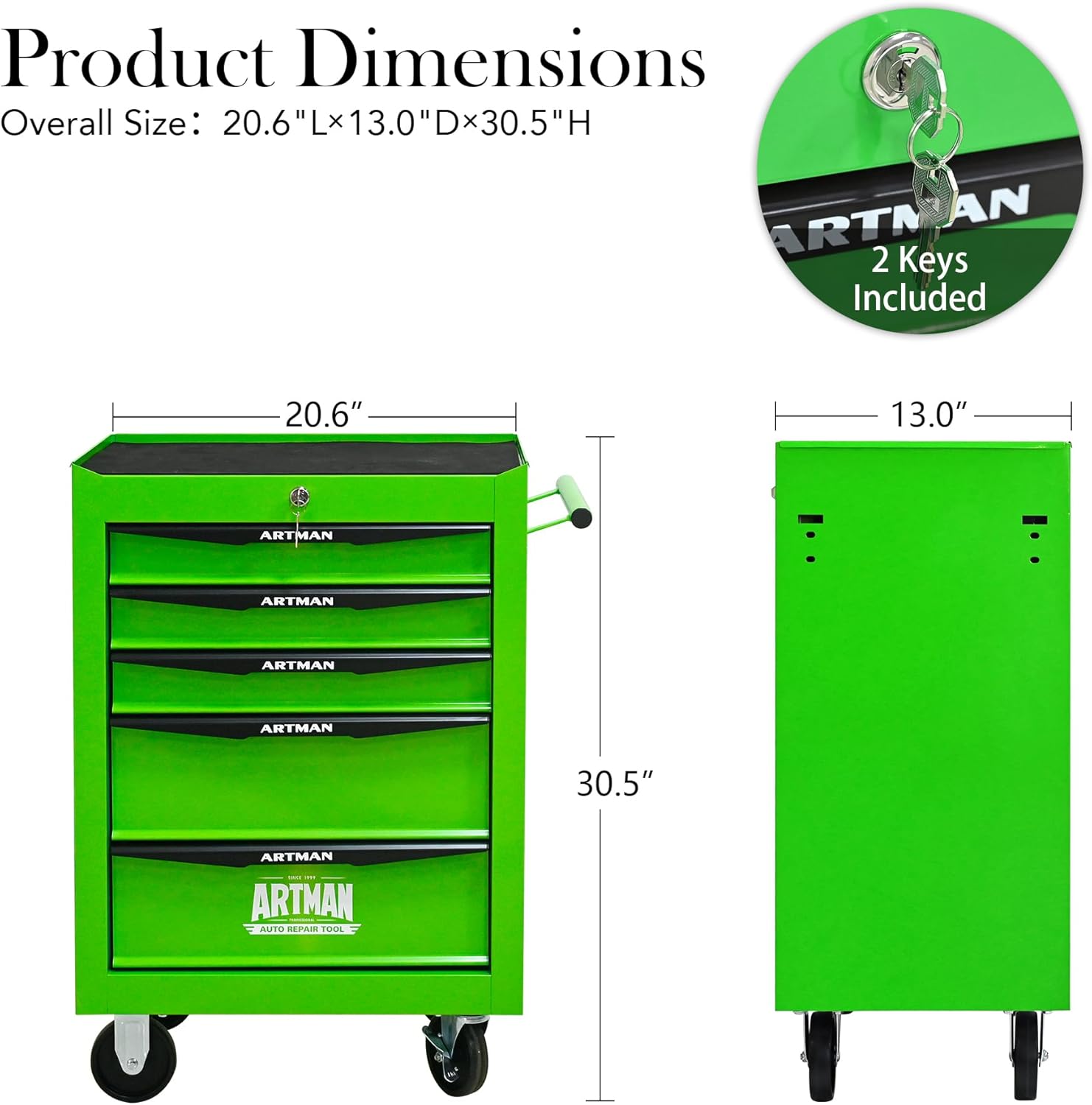 5 Drawer Rolling Tool Cart on Wheels,Multifunctional Mobile Metal Tool Chest,Drawers Rolling Trolley Organizer Tool Storage Box for Repair Shop,Warehouse,Garage,Workshop(5 Drawers-30.5