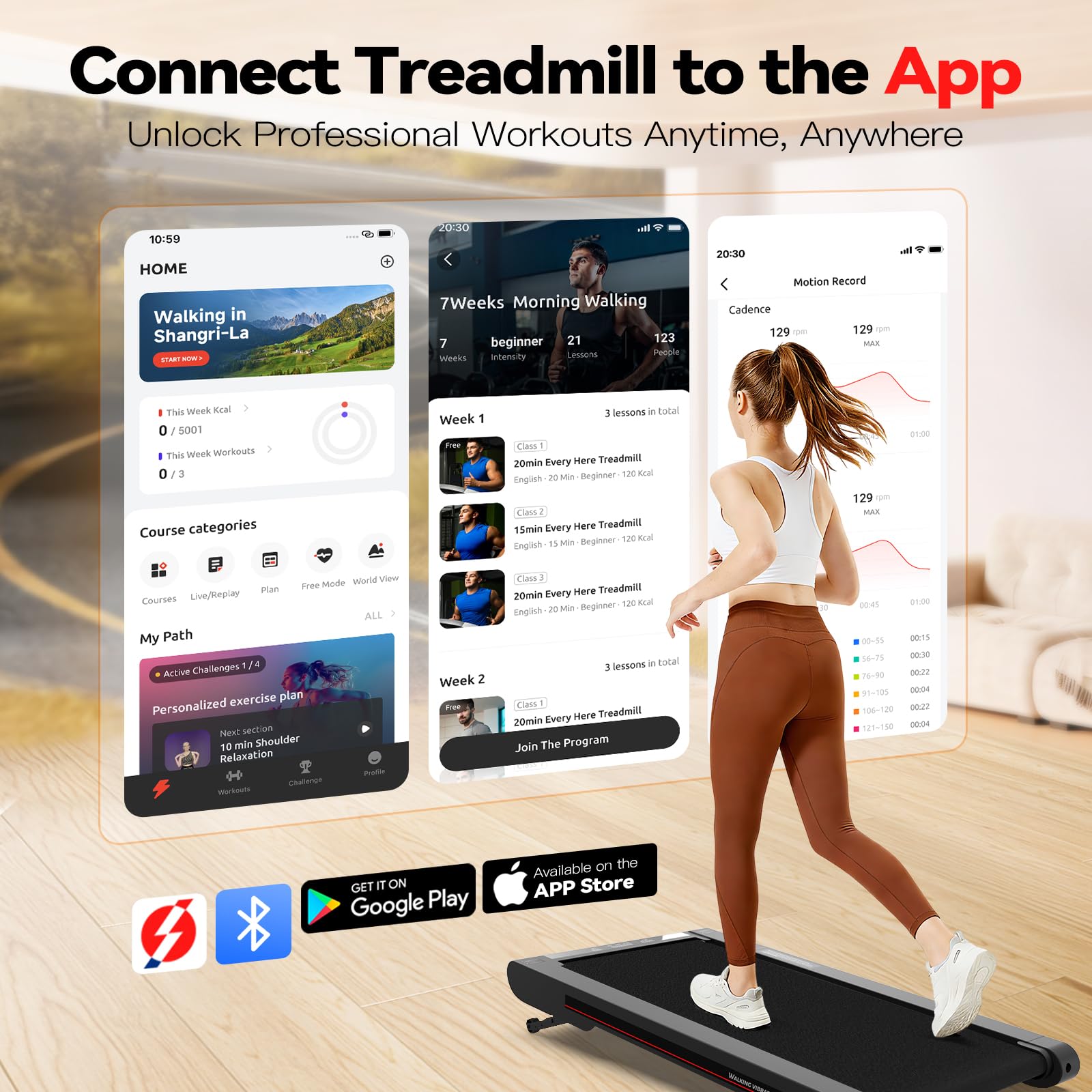SPERAX Walking Treadmill Pad with APP - 3 in 1 Portable Treadmill