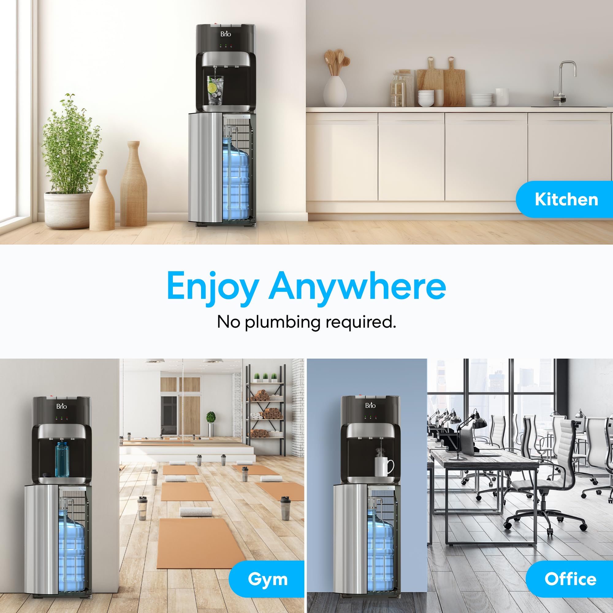 BRIO Bottom Loading Water Cooler Dispenser - 5 Gallon, 3 Temp