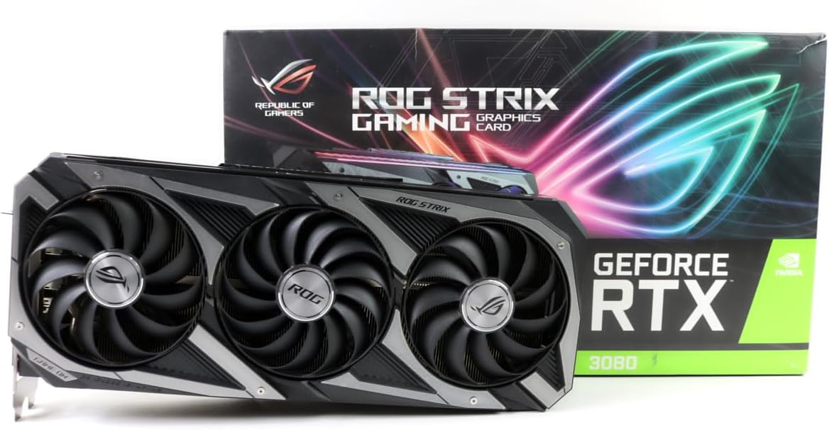 ASUS ROG Strix NVIDIA GeForce RTX 3080 V2 OC Edition Gaming Graphics Card (PCIe 4.0, 10GB GDDR6X, LHR, HDMI 2.1, DisplayPort 1.4a, Axial-tech Fan Design, 2.9-Slot, Super Alloy Power II)(Renewed)