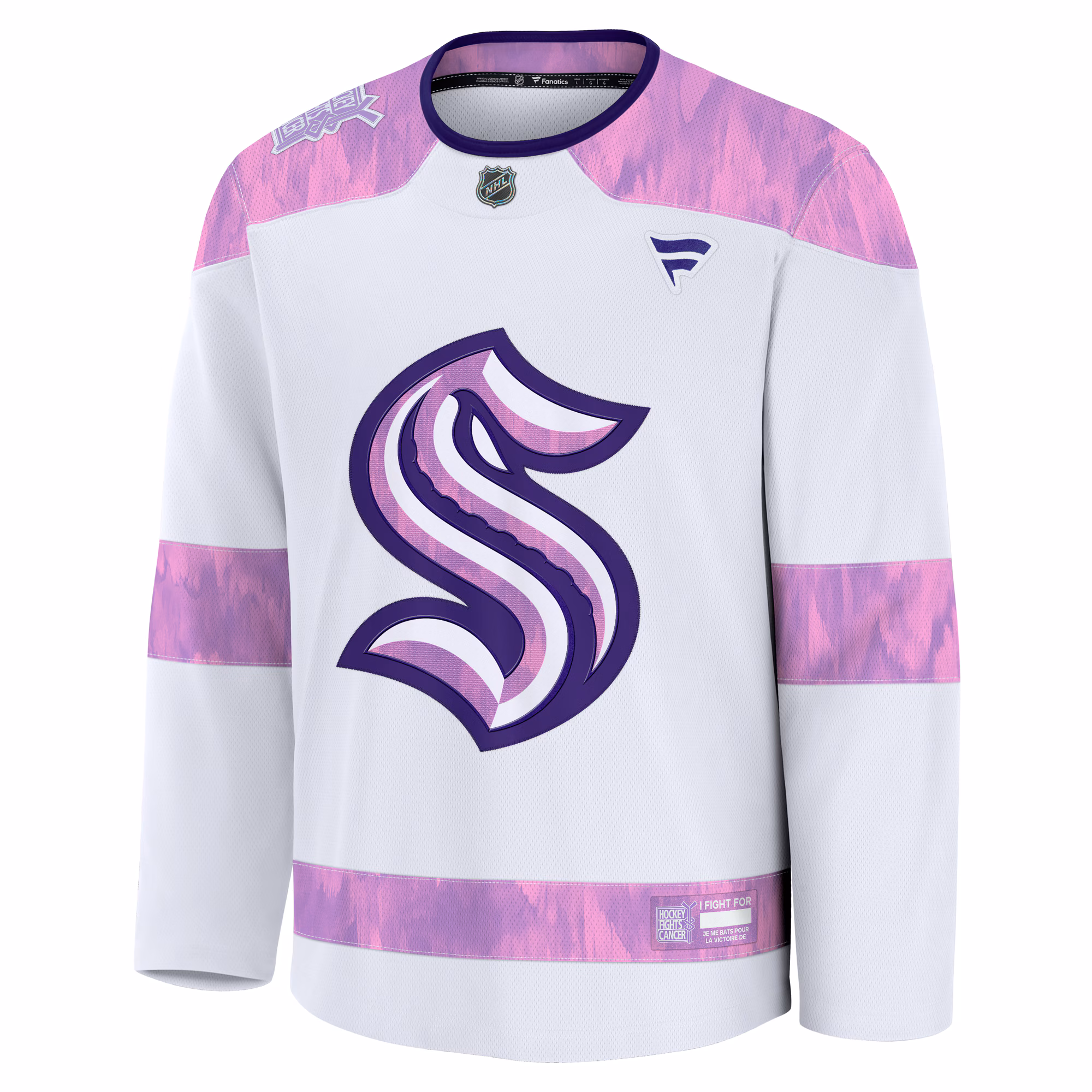 Seattle Kraken Fanatics 2024 Hockey Fights Cancer Practice Jersey - White