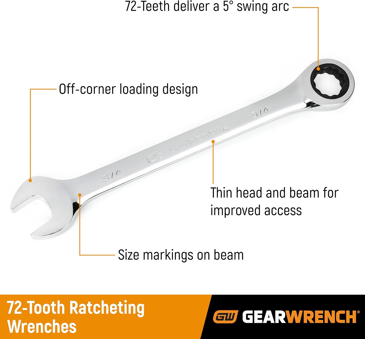 GEARWRENCH 34 Pc. Standard & Stubby Ratcheting Wrench Set, SAE & Metric - 85034