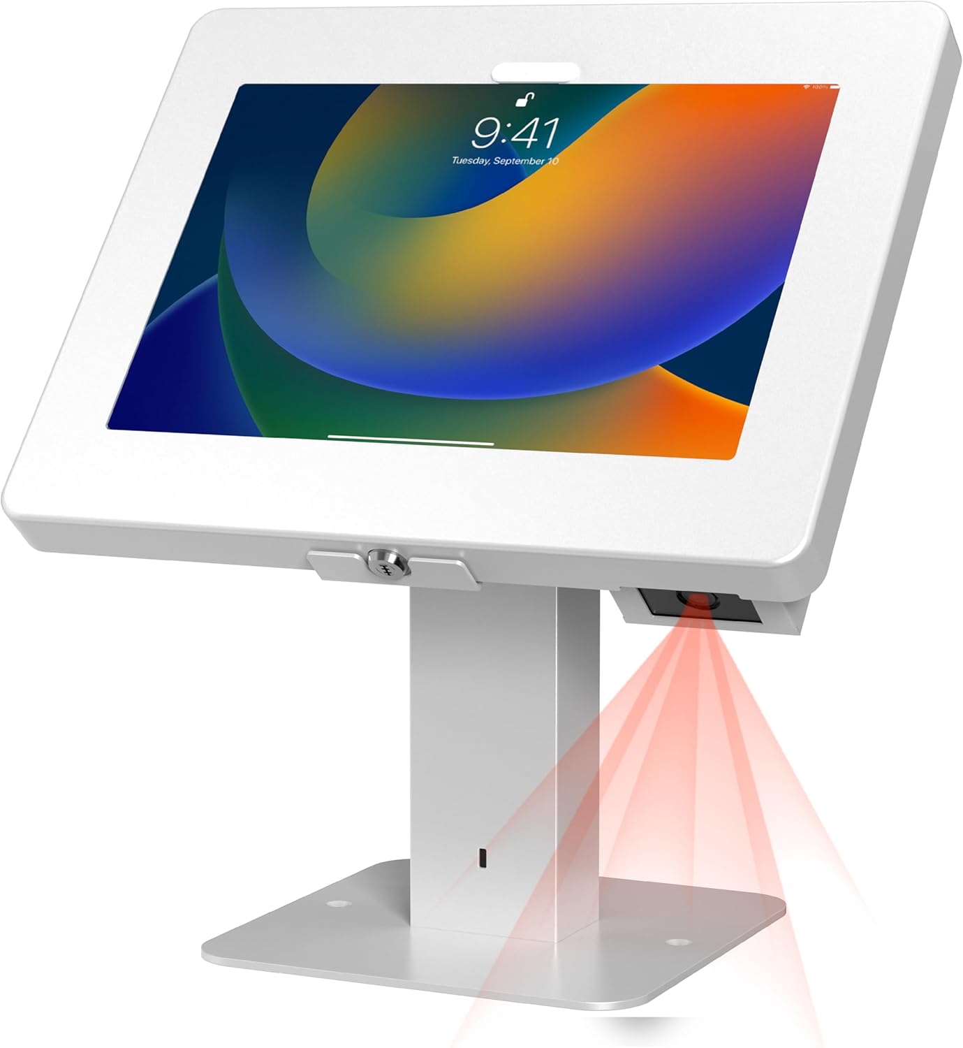 CTA Digital Sleek Rotating POS Desk Mount with Security Enclosure and Barcode Scanner for iPad 10th Gen A16, iPad Air 11